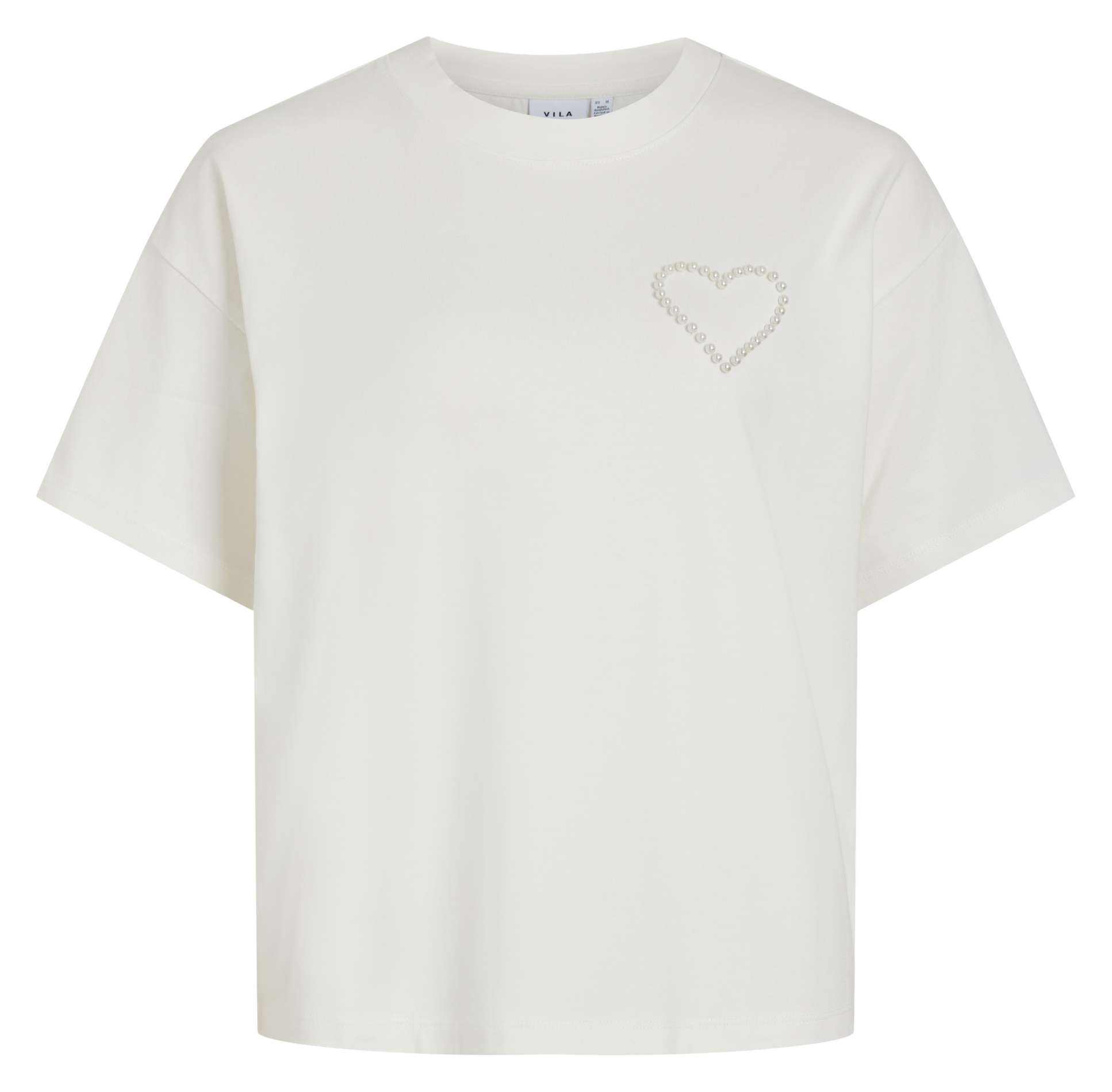 Gerade geschnittenes Rundhals-T-Shirt aus Bio-Baumwoll-Mix VILA