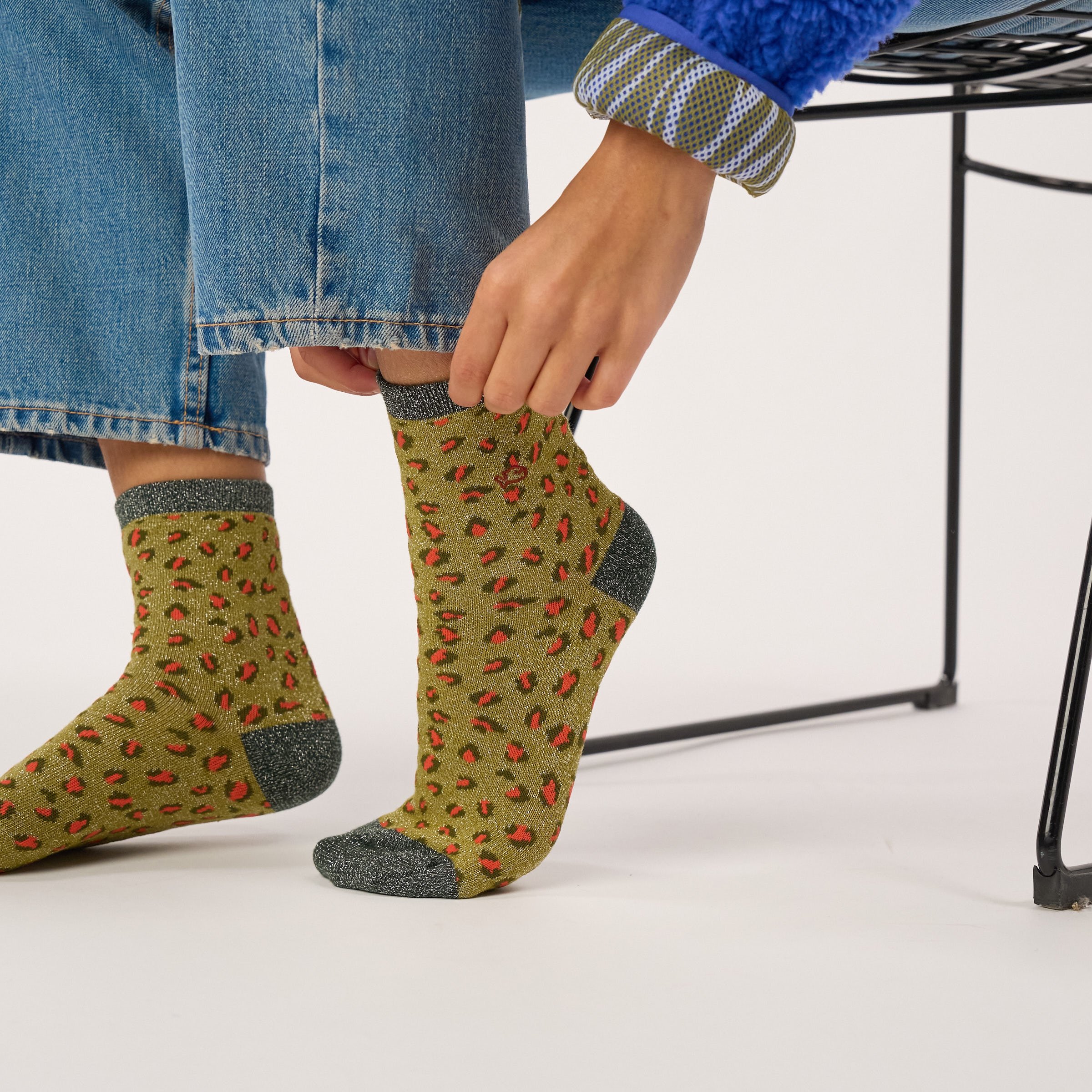 Leopard Combed Cotton Socks BILLYBELT Green