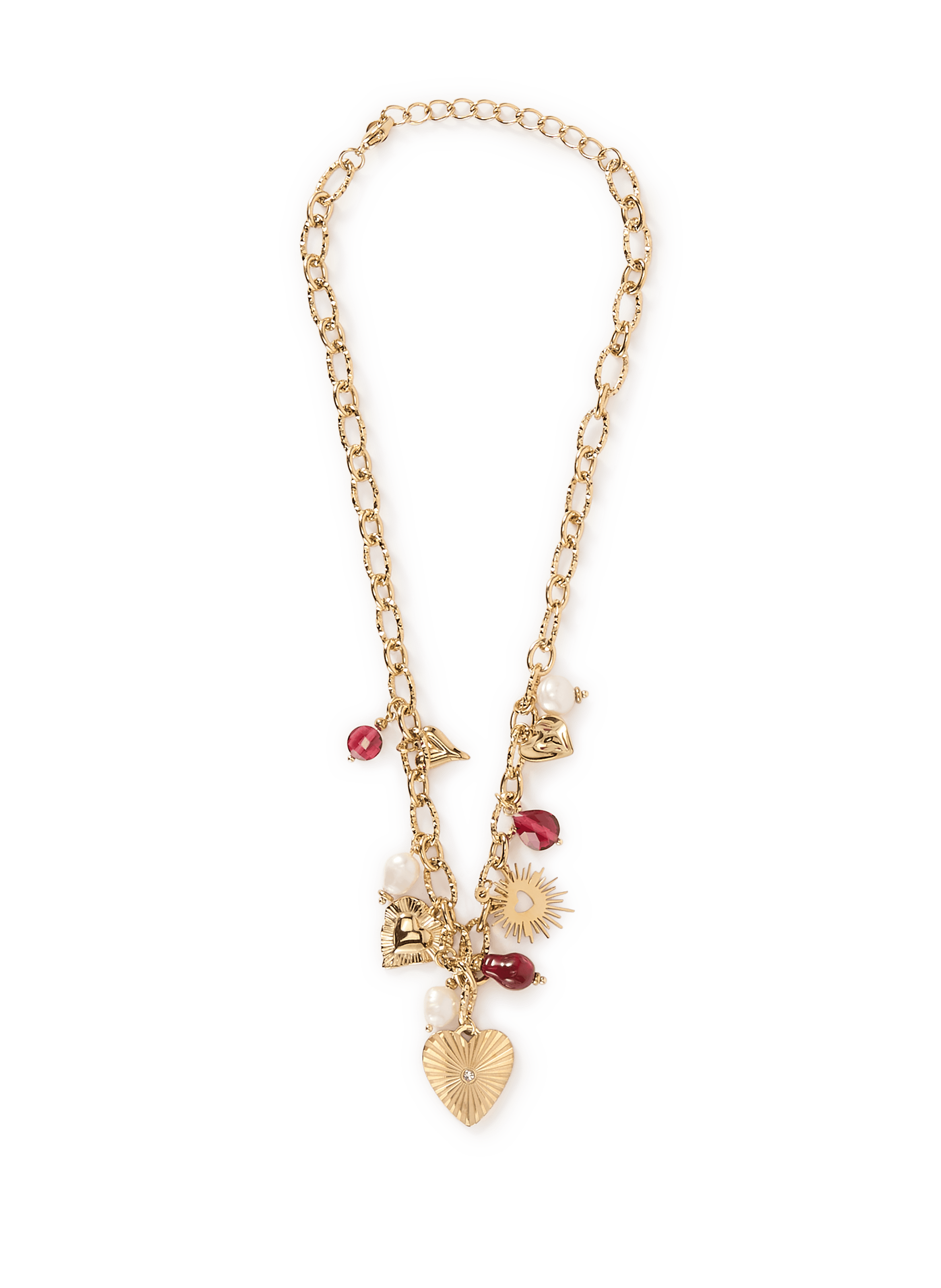 Heart Charms Necklace AU PRINTEMPS PARIS Golden