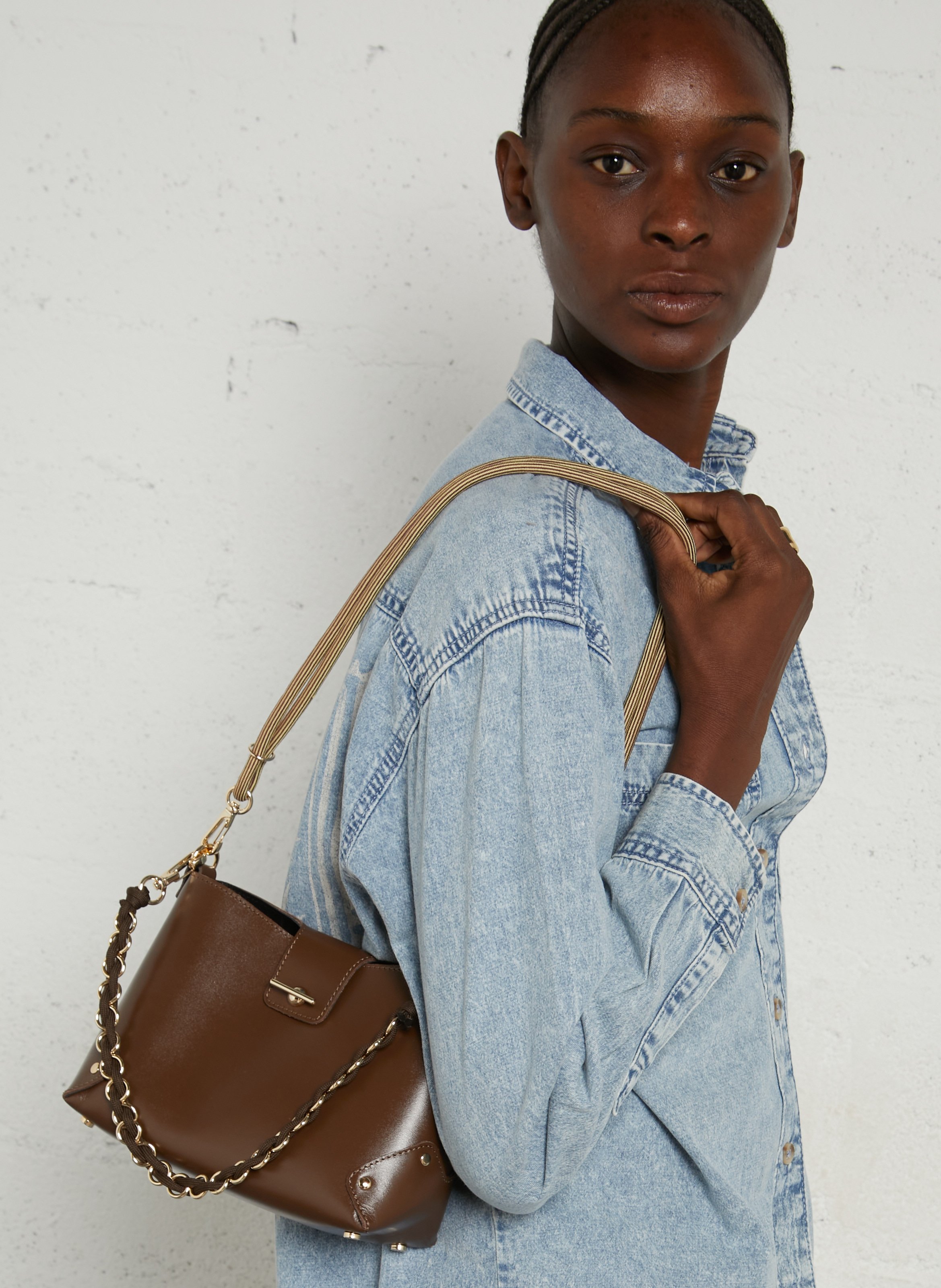 Sac bandoulière en cuir CRAIE STUDIO Marron