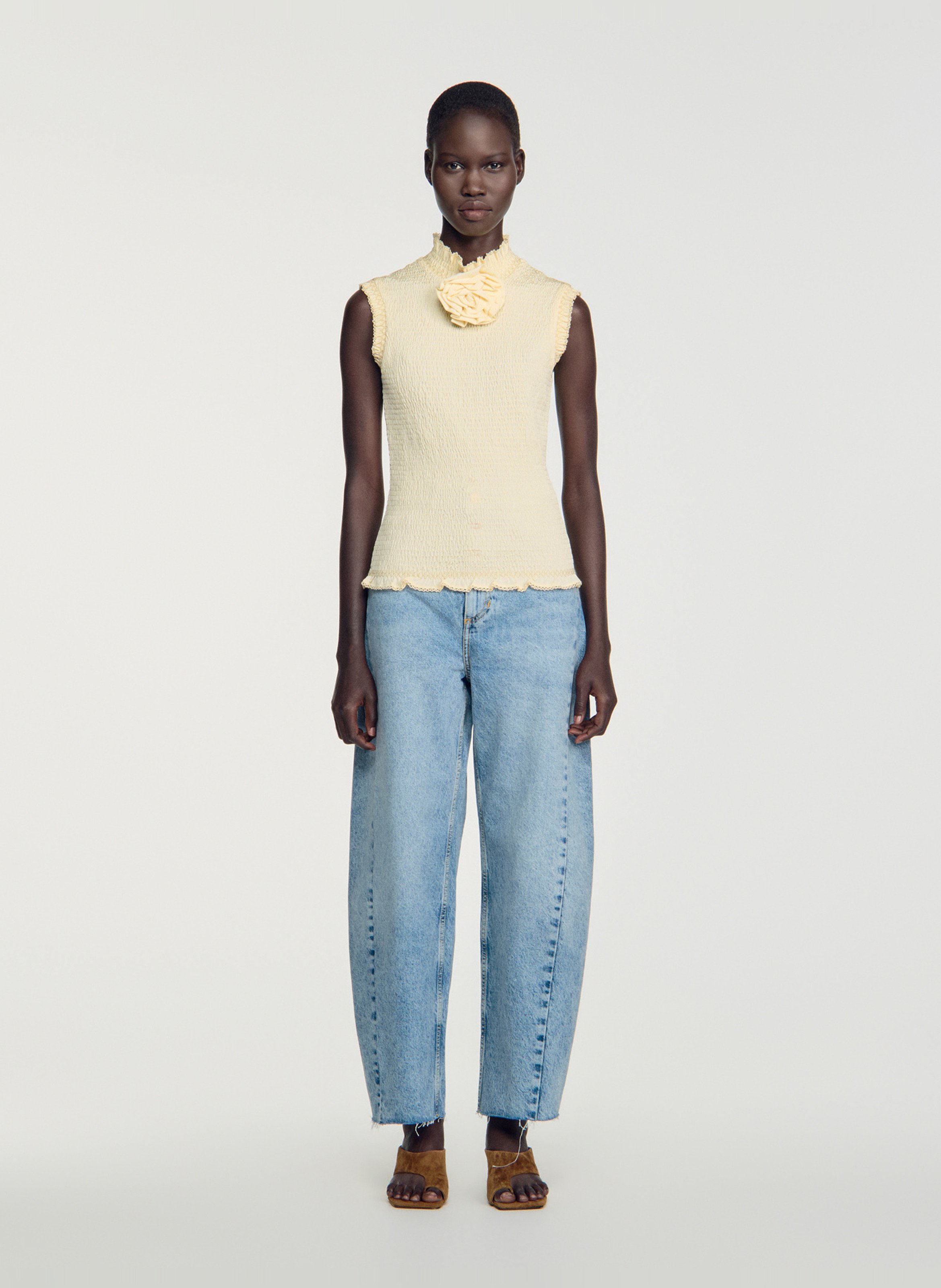 Top moulant froissé SANDRO Beige