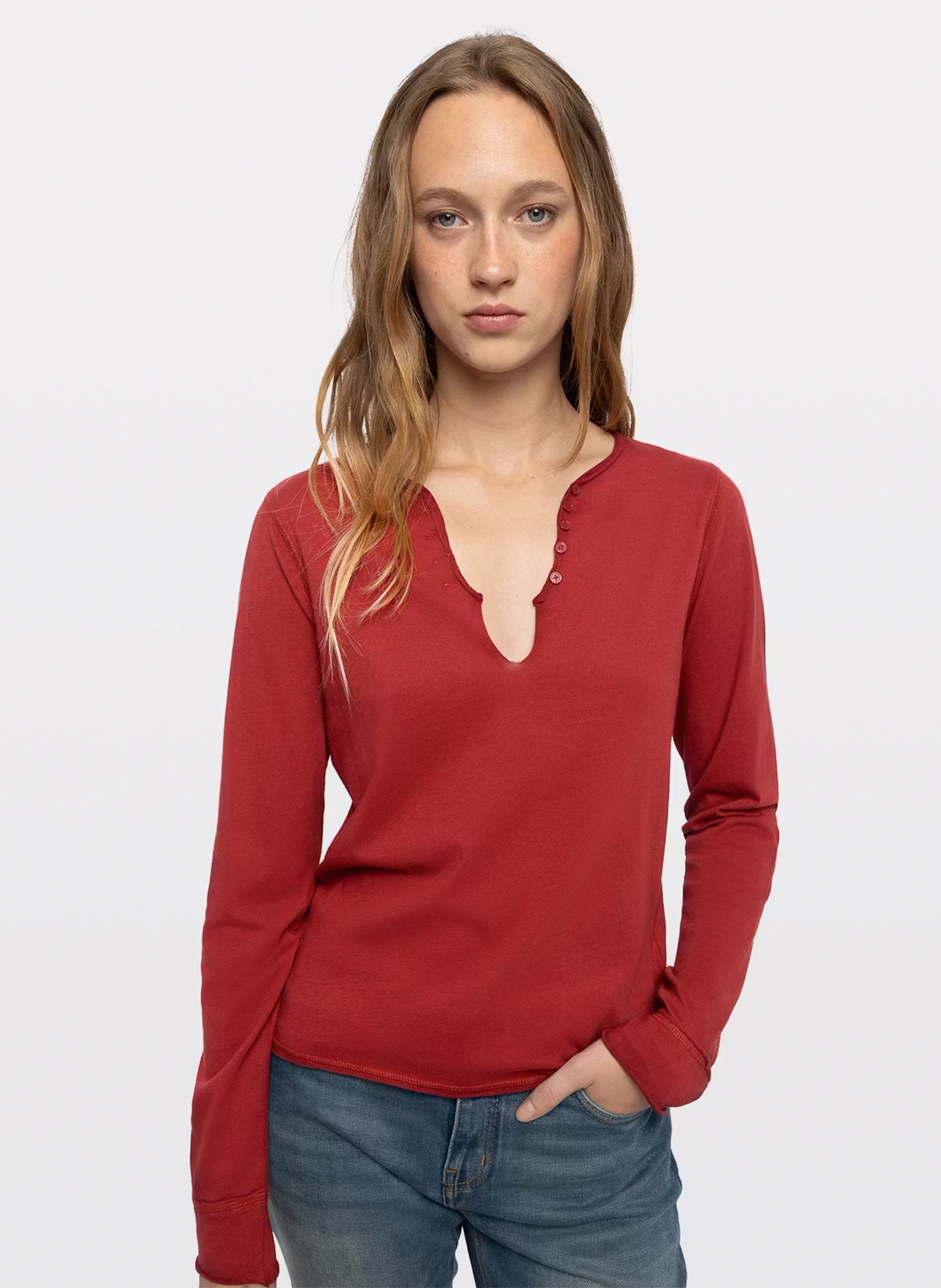 Baumwoll-T-Shirt mit V-Ausschnitt ZADIG&VOLTAIRE