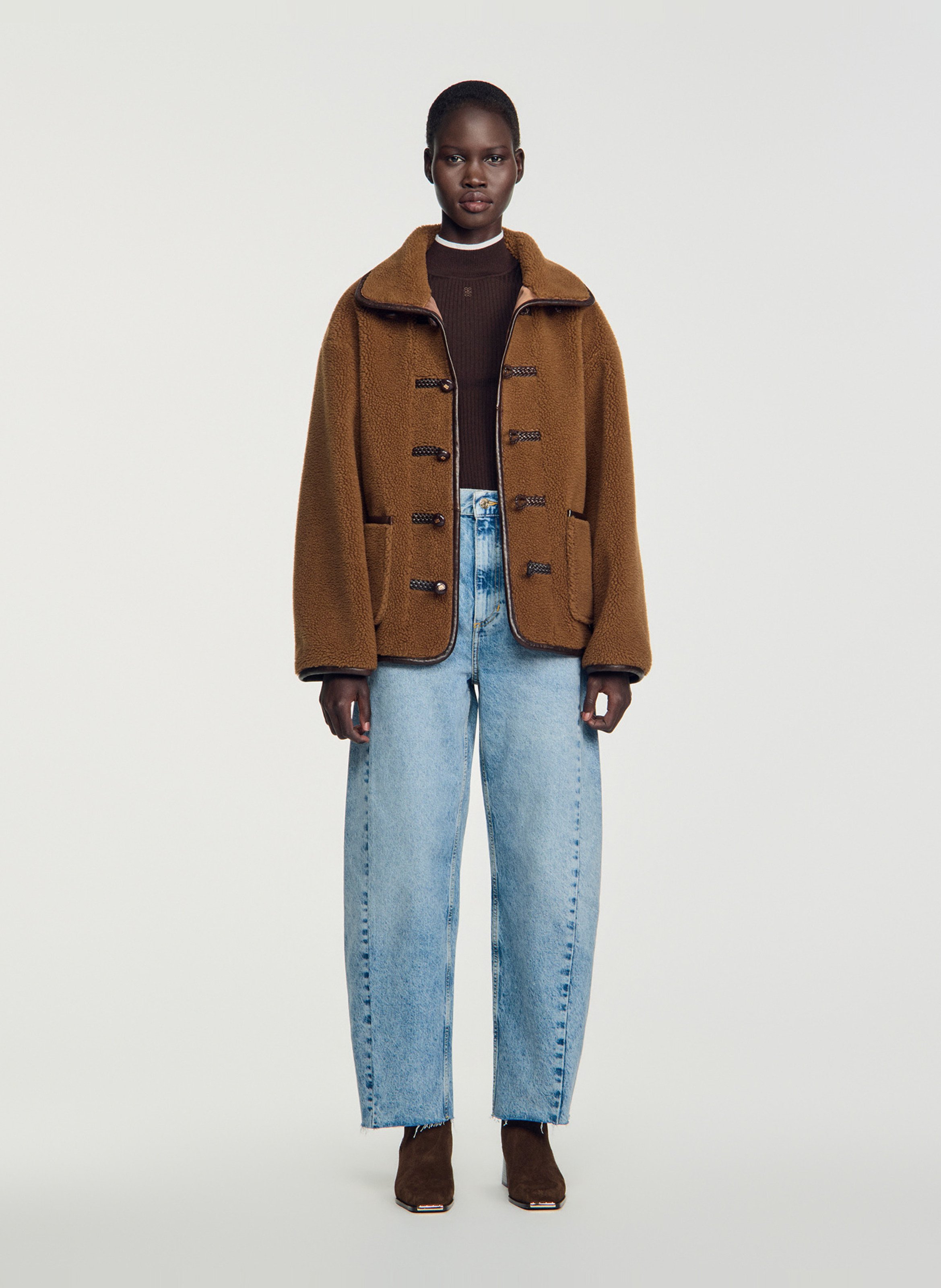 Manteau ample en fausse fourrure SANDRO Marron