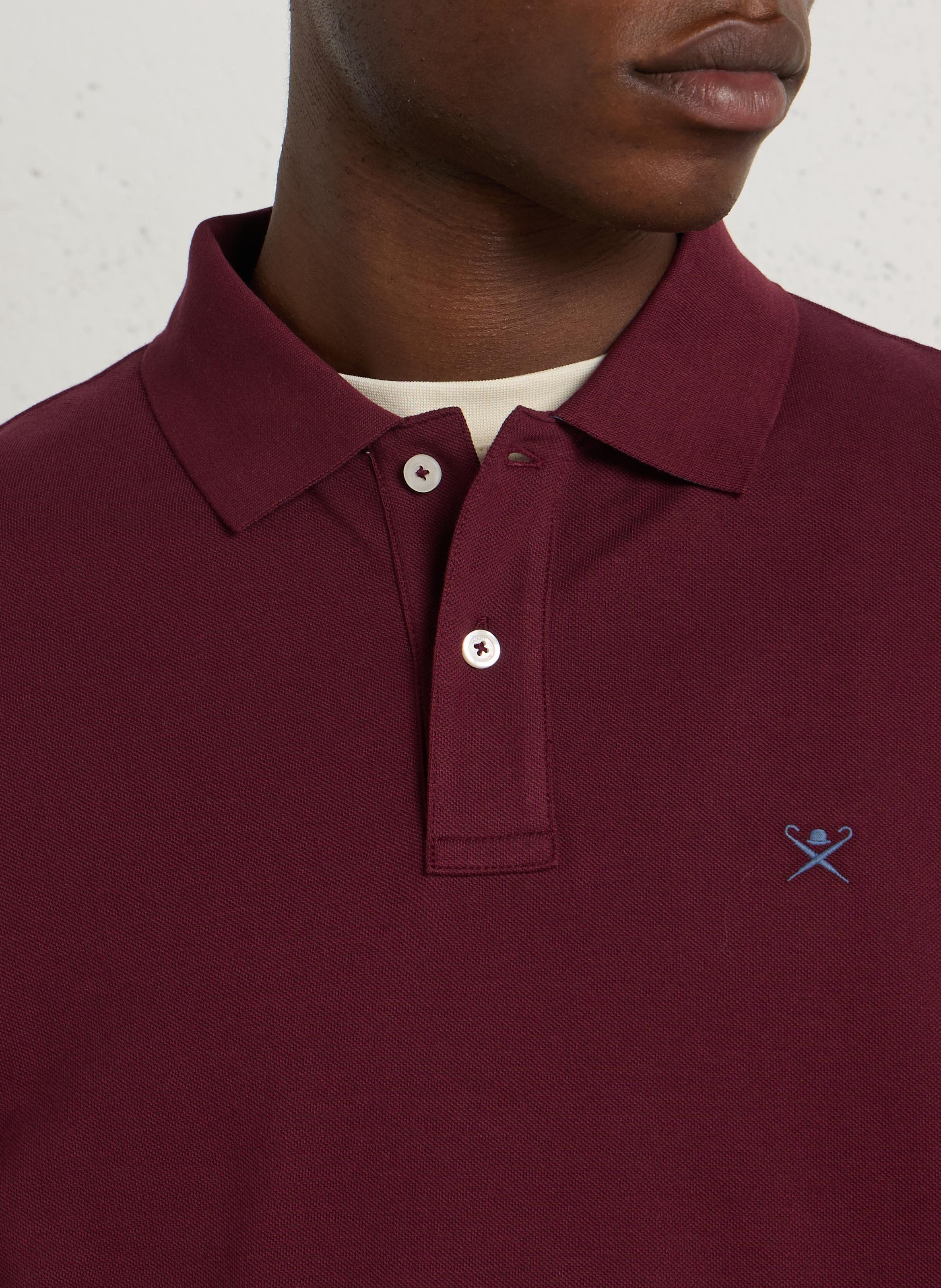 Long-sleeved straight cotton polo HACKETT Red