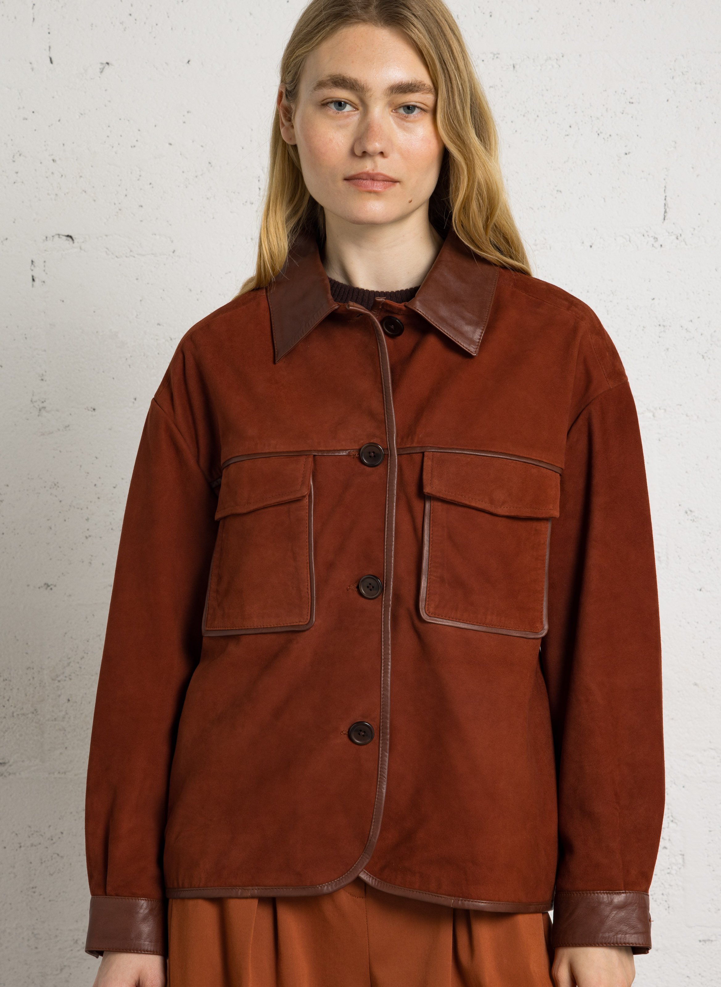 Oversized leren jas MAISON 123 Rood