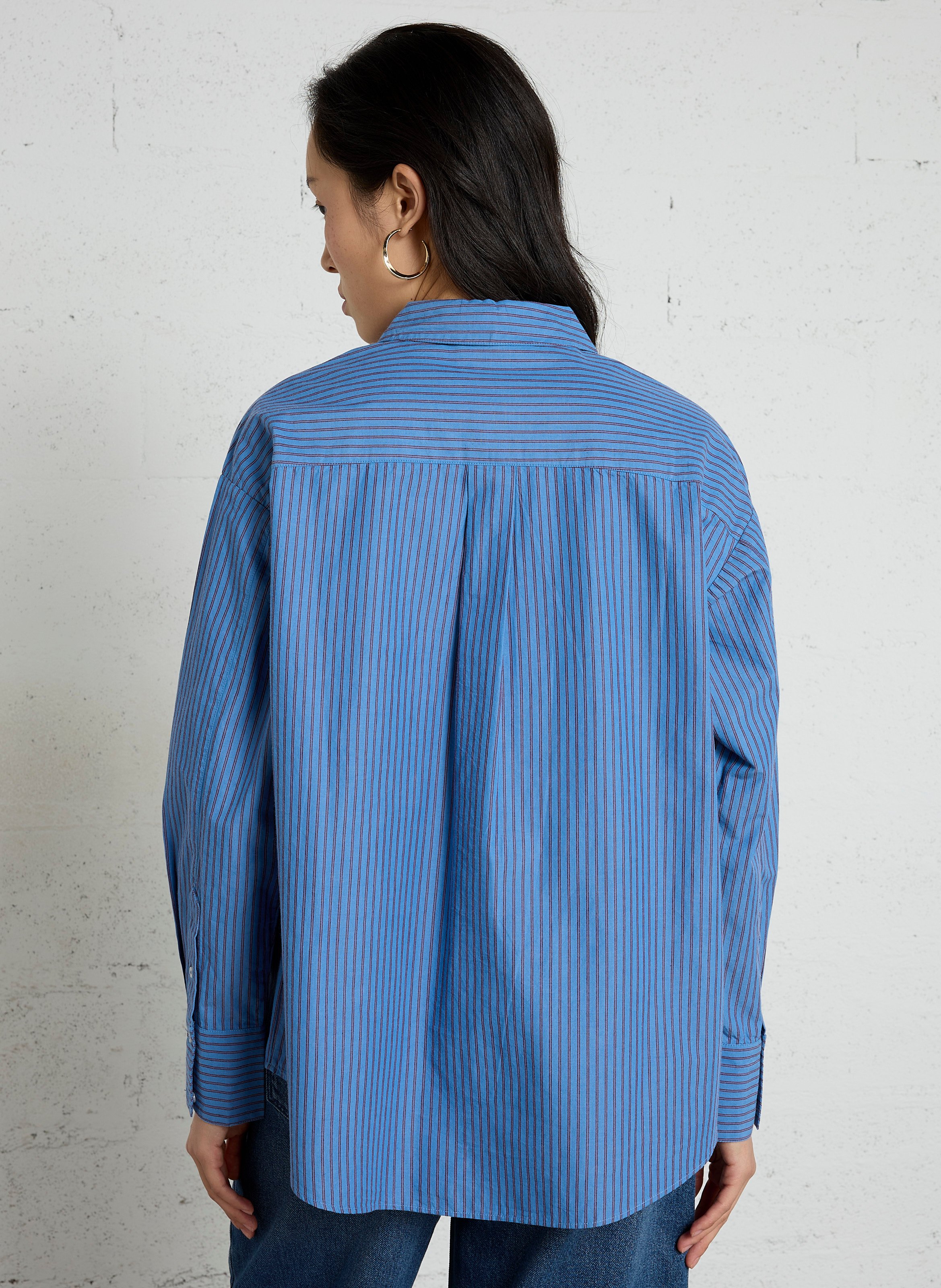 Chemise ample col classique rayée en coton SUD EXPRESS Bleu