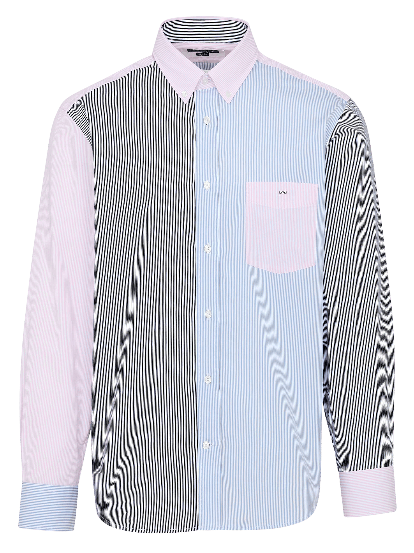 Straight striped cotton shirt with button-down collar EDEN PARK Blue
