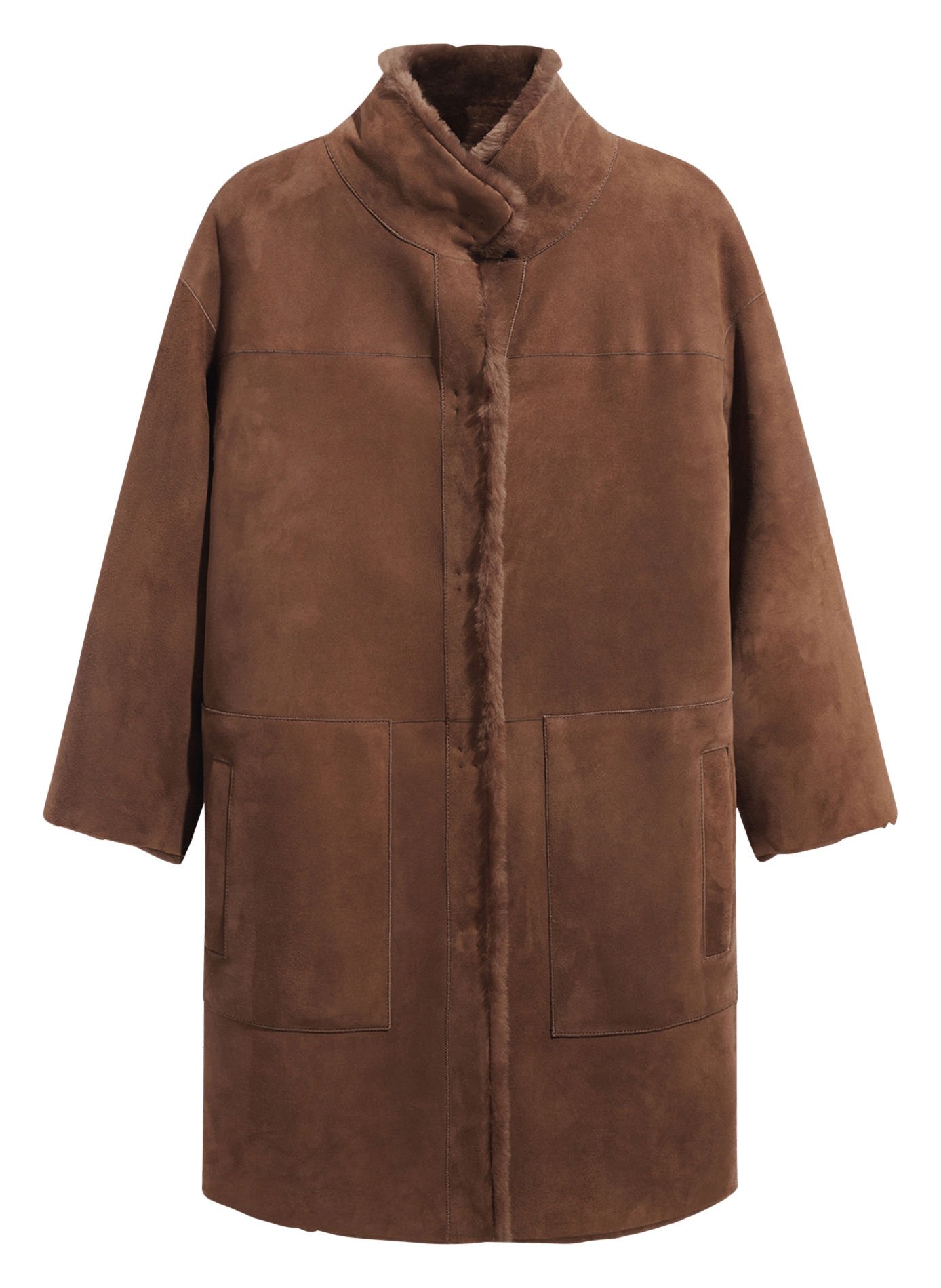 Wendbarer gerader Pullover in mittlerer Länge aus Leder GERARD DAREL Braun