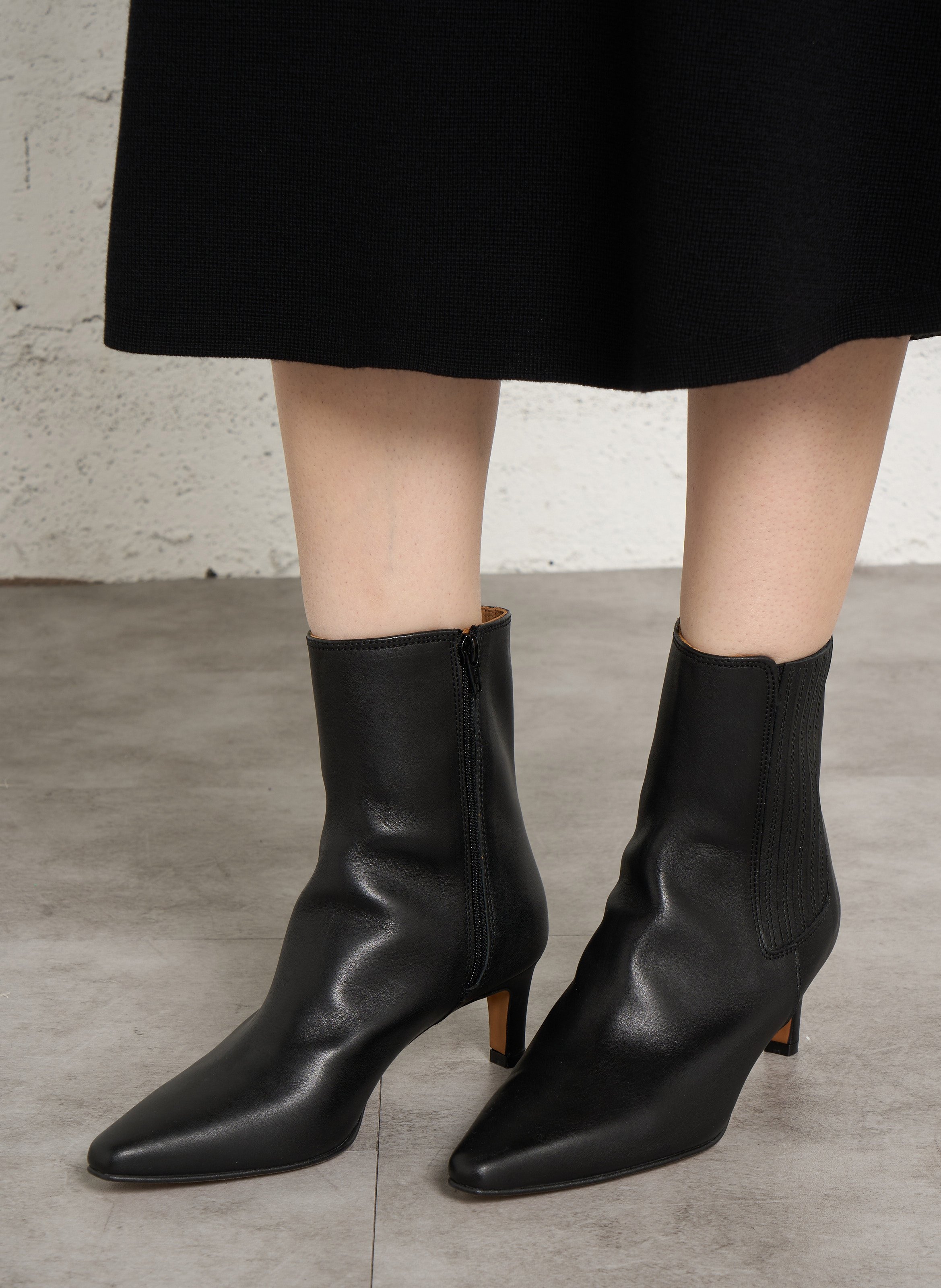 Leather mid-calf boots MAISON 123 Black