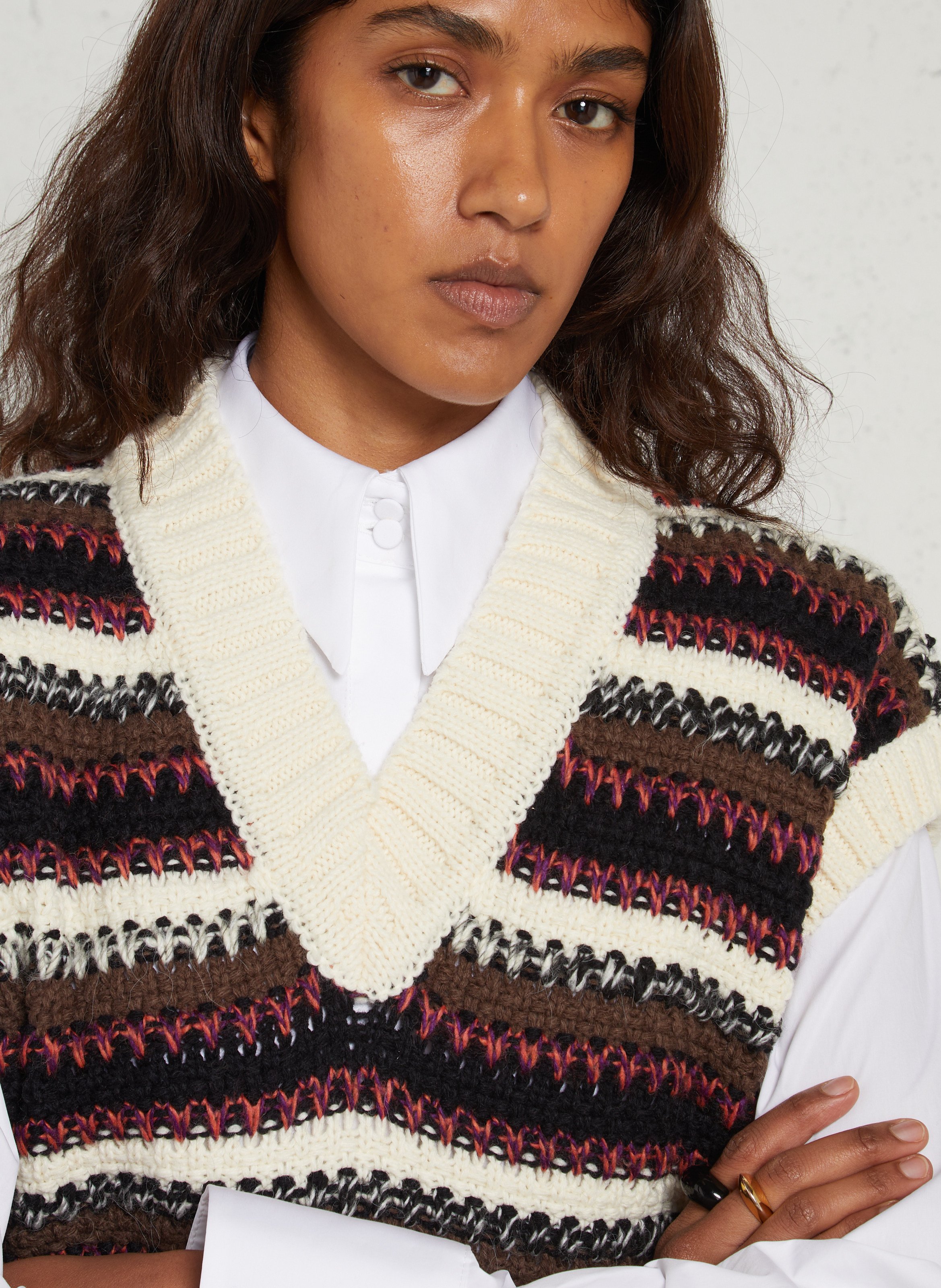 Weit geschnittener Pullover mit V-Ausschnitt MAISON 123 Weiss