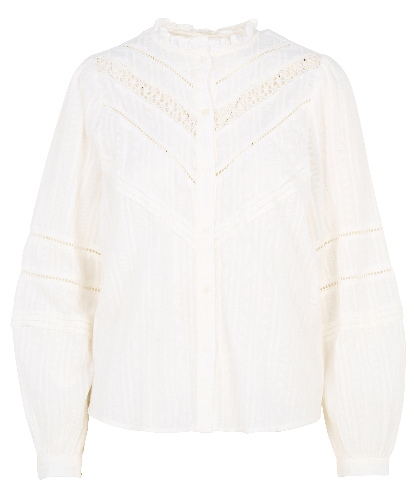 Chemisier droit col rond à dentelle en coton KOOKAI Blanc