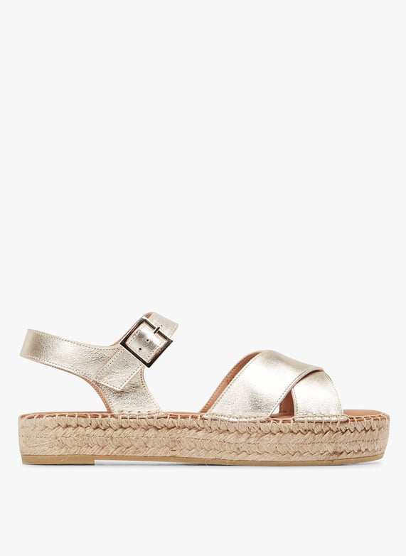 MELLOW YELLOW PIO Espadrilles plates en cuir Dore