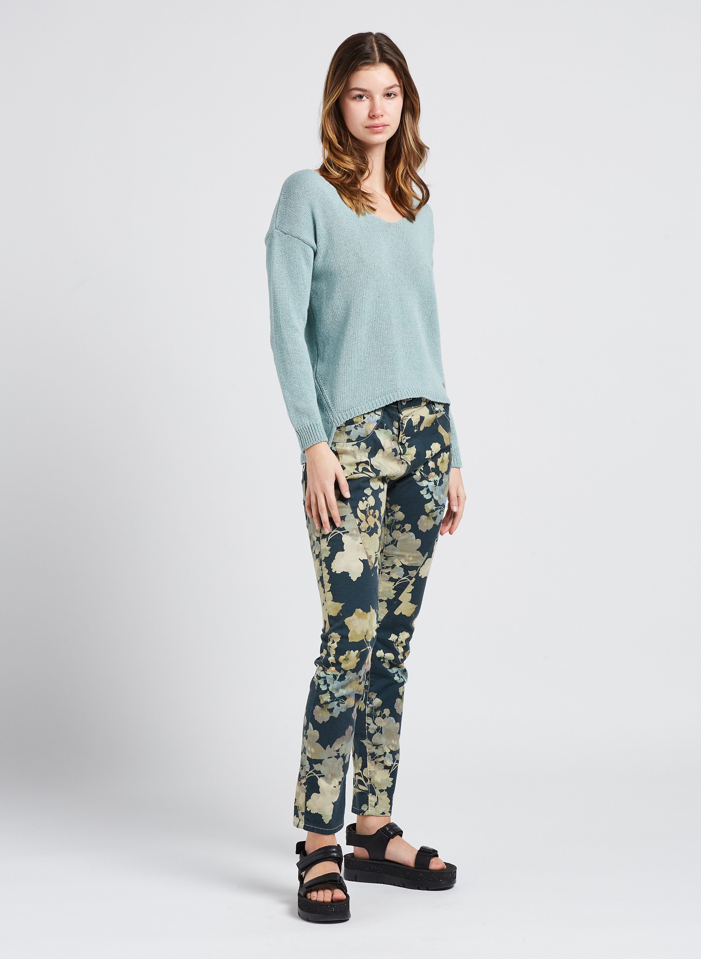 Pantalon slim imprimé en coton  Blanc