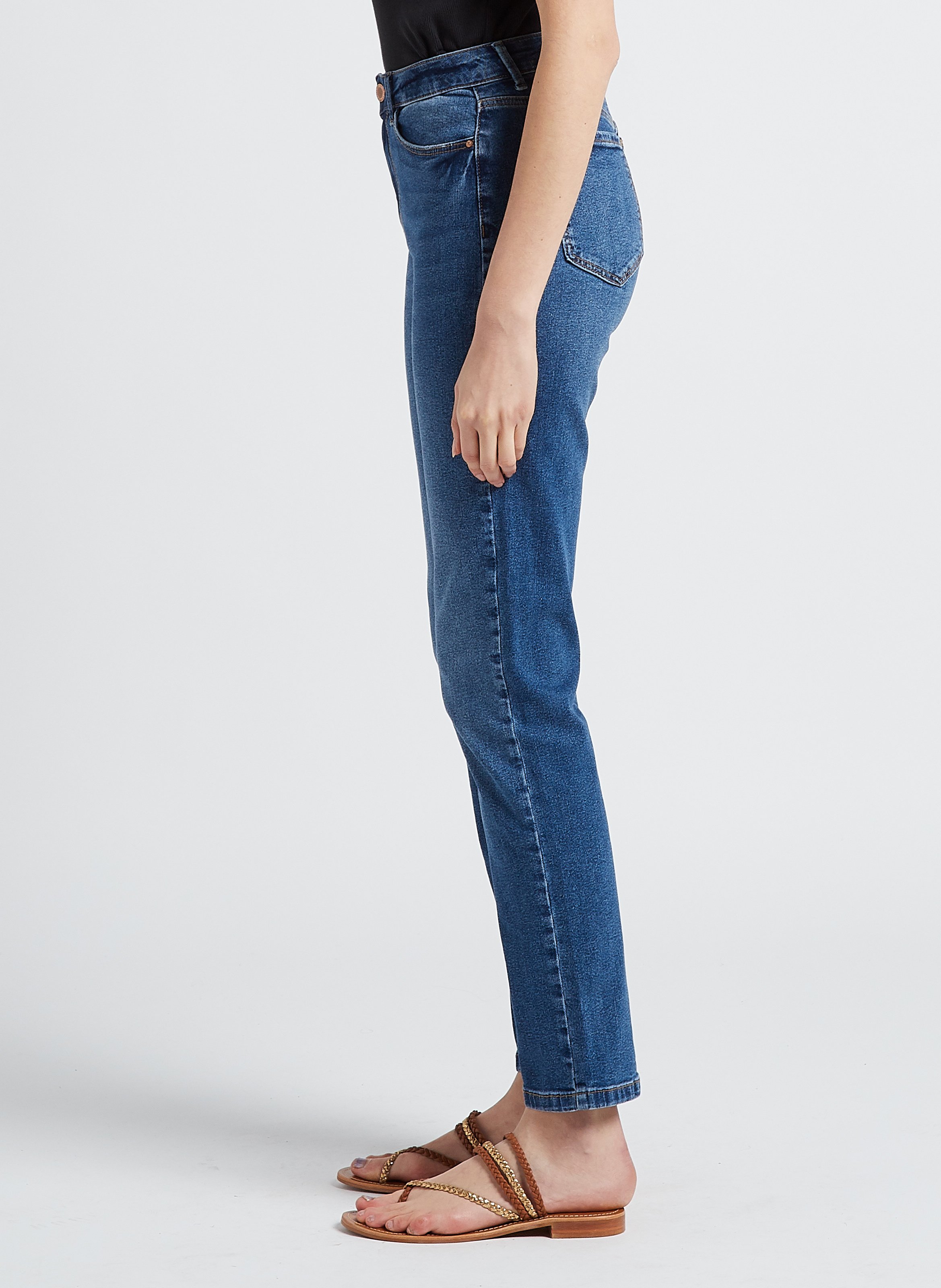 Straight Cut Jeans mit mittelhohem Bund aus Baumwolldenim VILA Blau