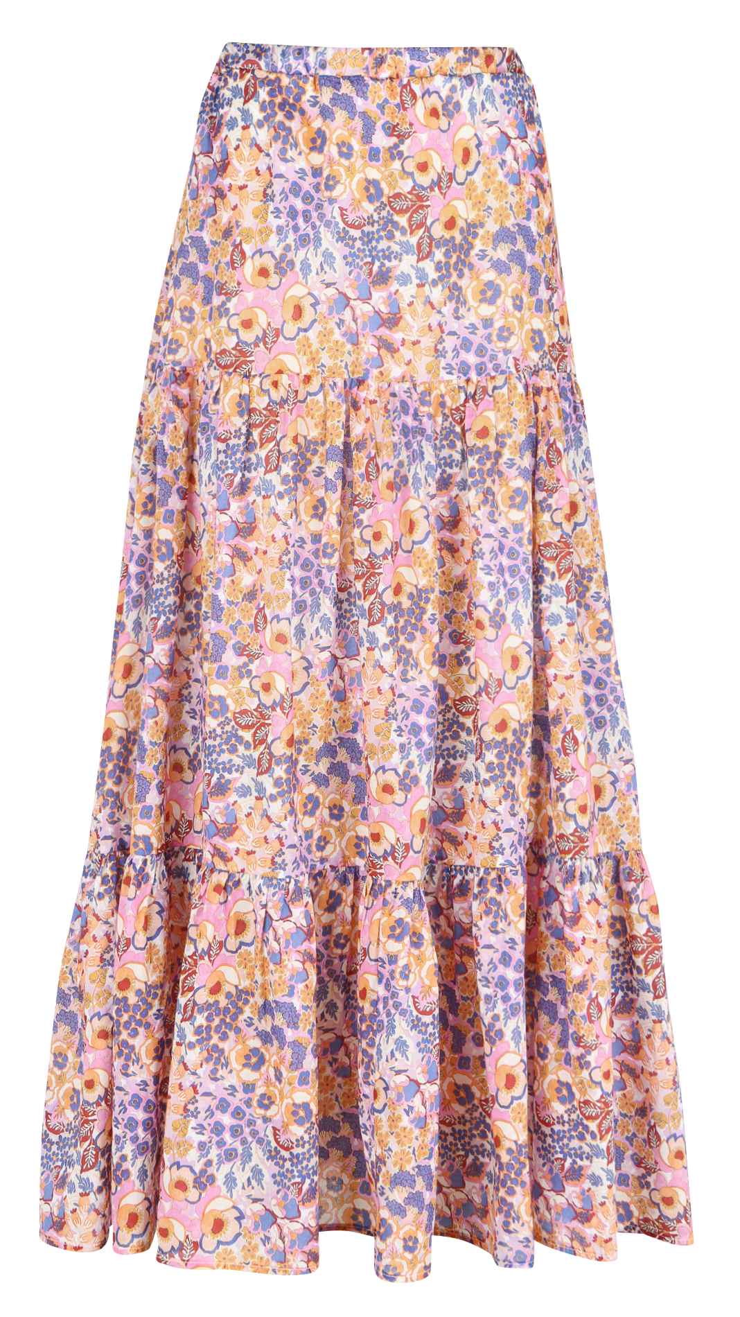 Jupe maxi évasée imprimée Rose