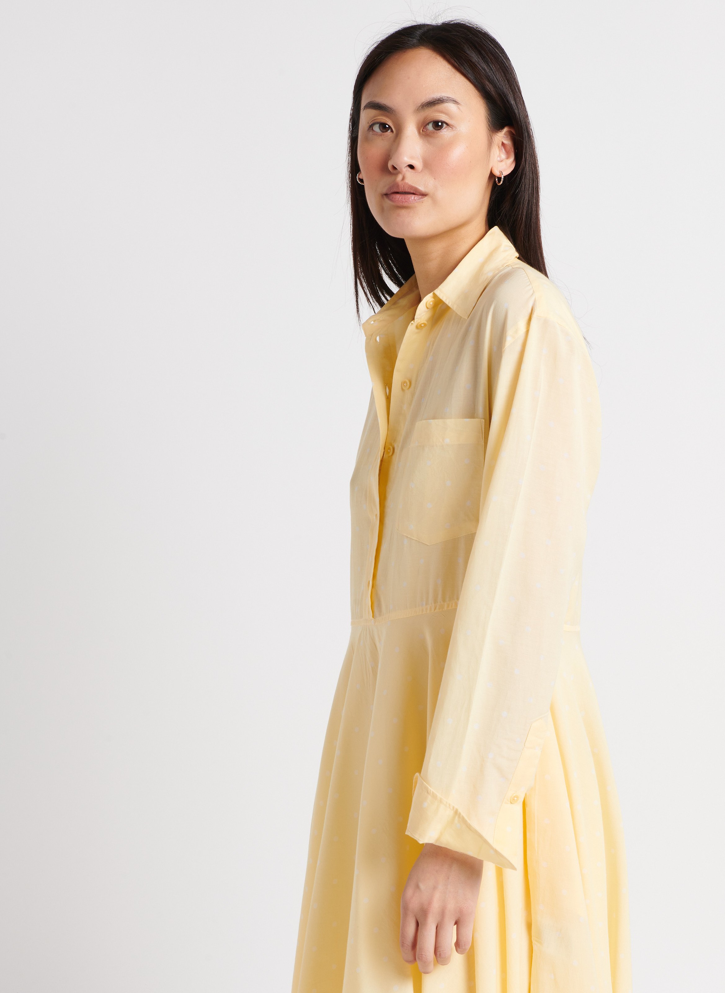 Hemd-Kleid aus Baumwollvoile LAURENCE BRAS Gelb