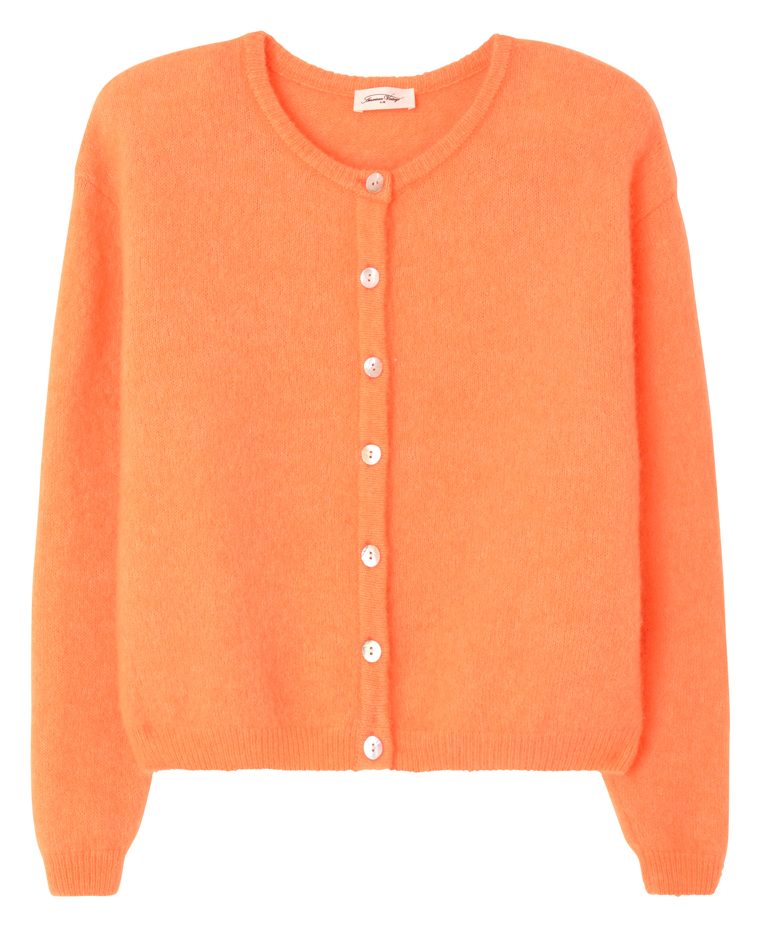 Gilet ample col rond en laine mélangée VITOW Carotte fluo chine