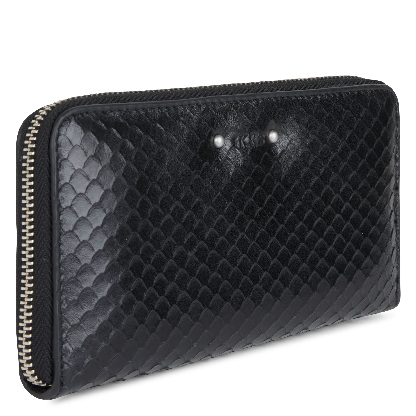 Crocodile-embossed leather wallet IKKS Black