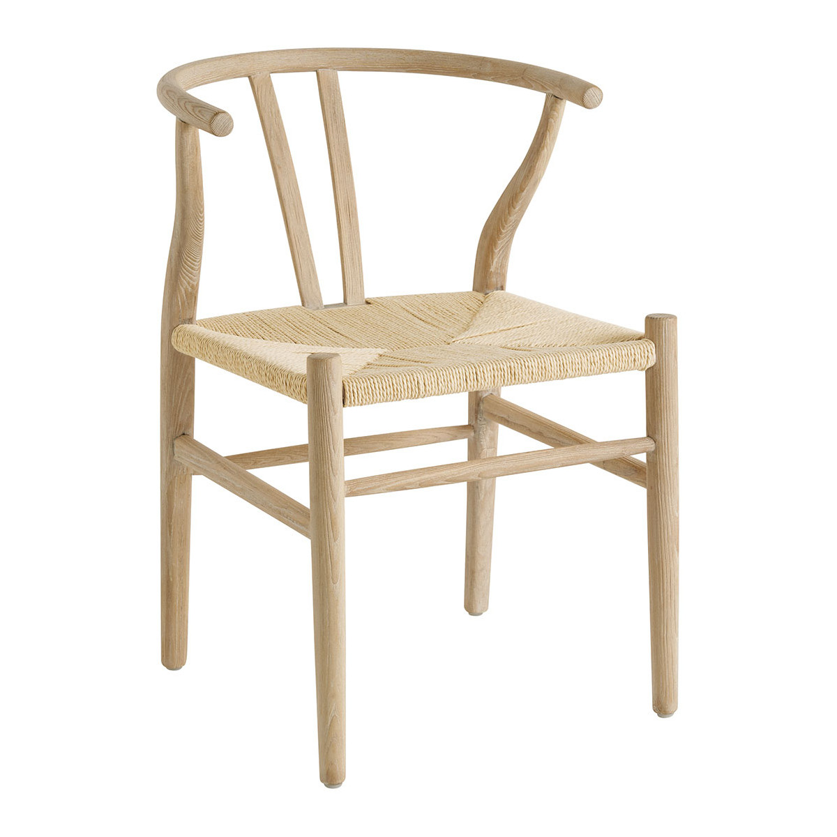 Whitened natural ash wood chair BLANC D'IVOIRE Beige