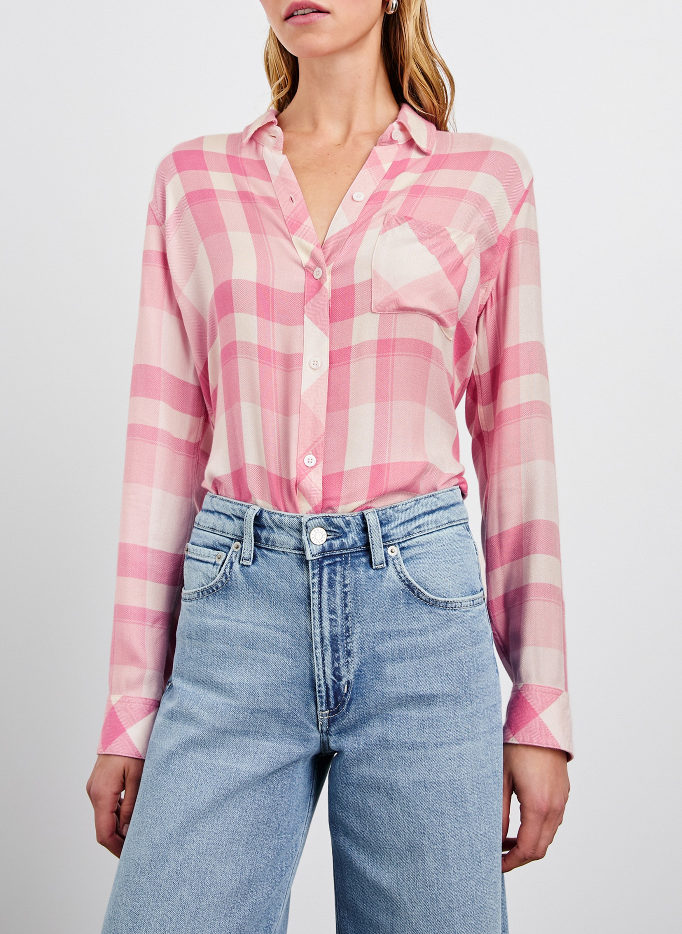 Chemise droite à carreaux RAILS Rose