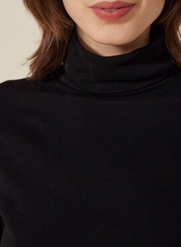 Cotton turtleneck T-shirt PETIT BATEAU Black
