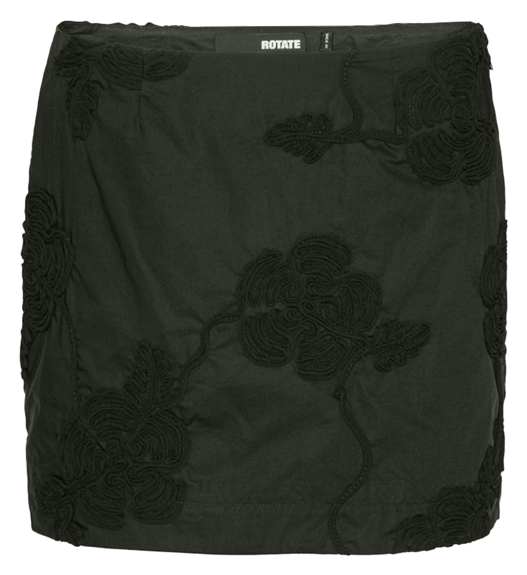 Jupe courte en coton bio brodé ROTATE Noir