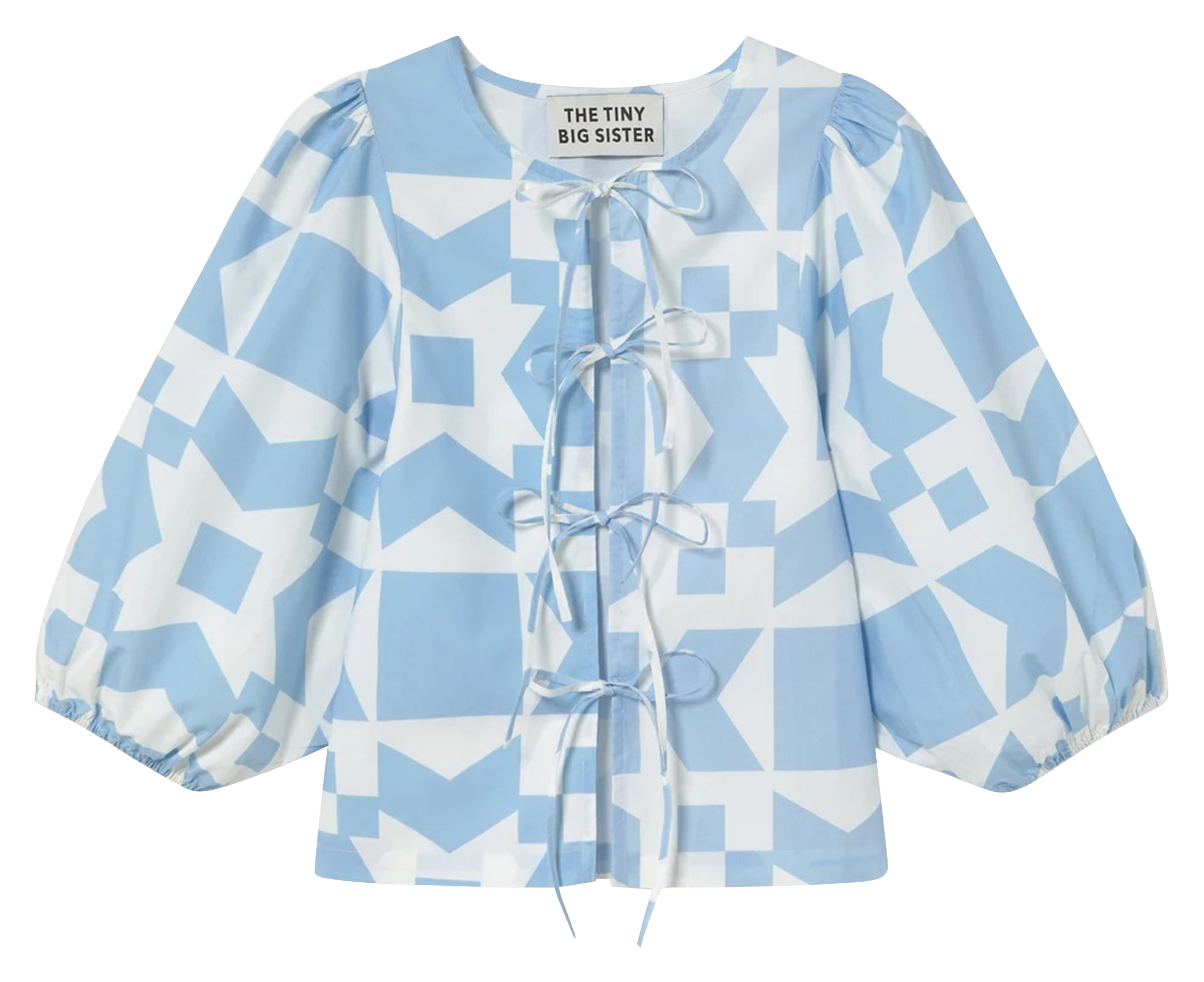 Round-neck cotton blouse THE TINY BIG SISTER Blue