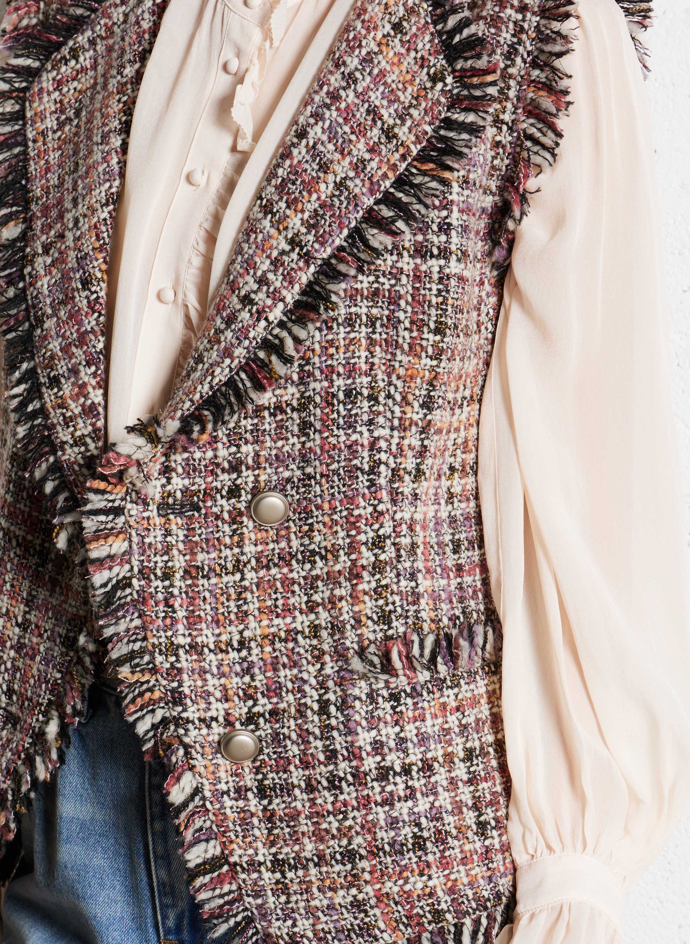 Veste droite sans manches en laine recyclée mélangée SUNCOO Rouge