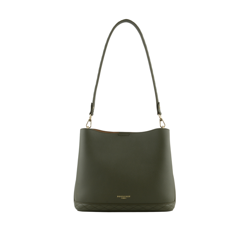 Satchel - cowhide leather POURCHET Khaki