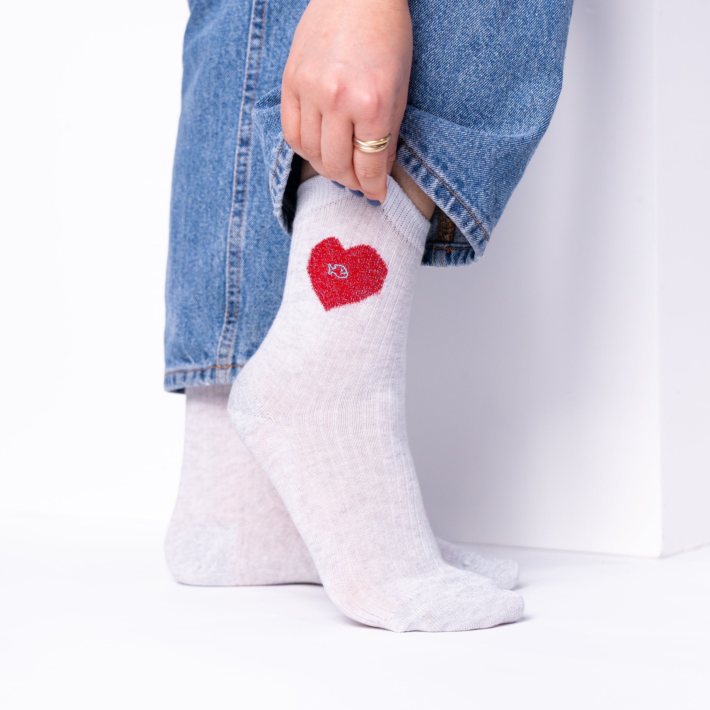 Combed cotton heart socks BILLYBELT White
