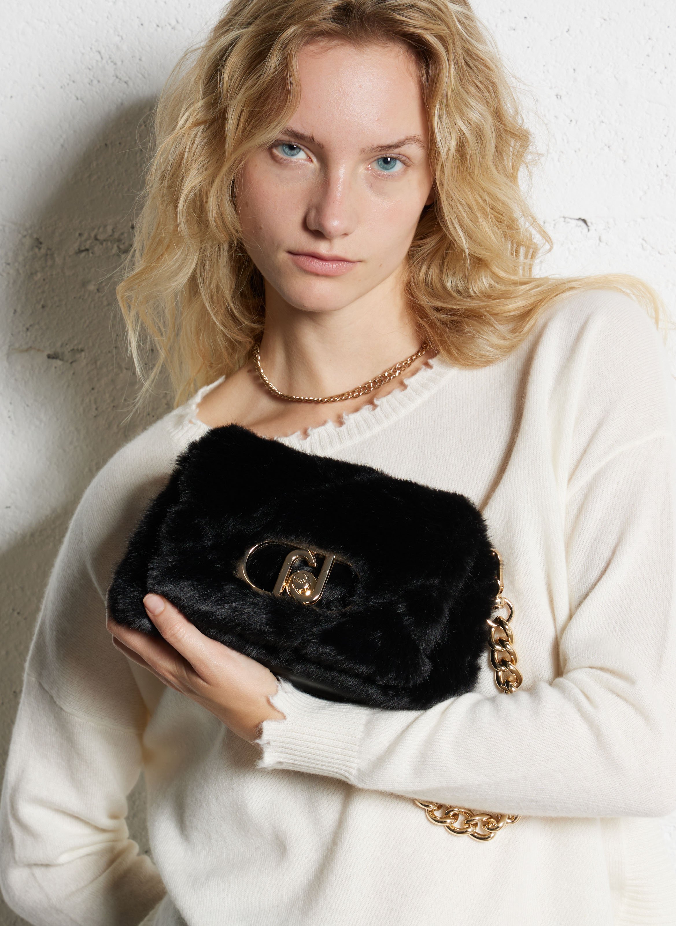 Sac bandoulière en fourrure synthétique LIU JO Noir