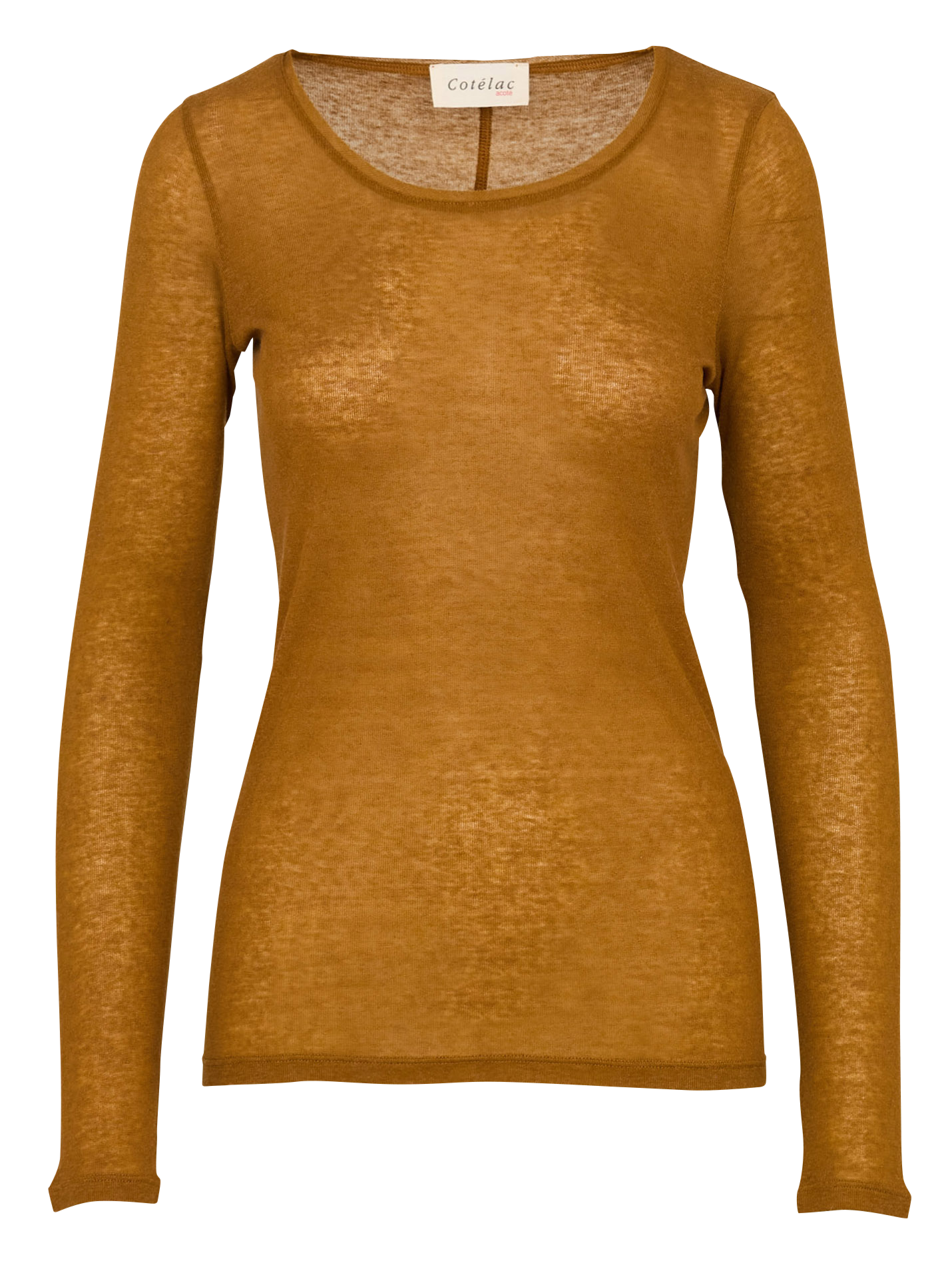 Plain long-sleeved T-shirt Brown