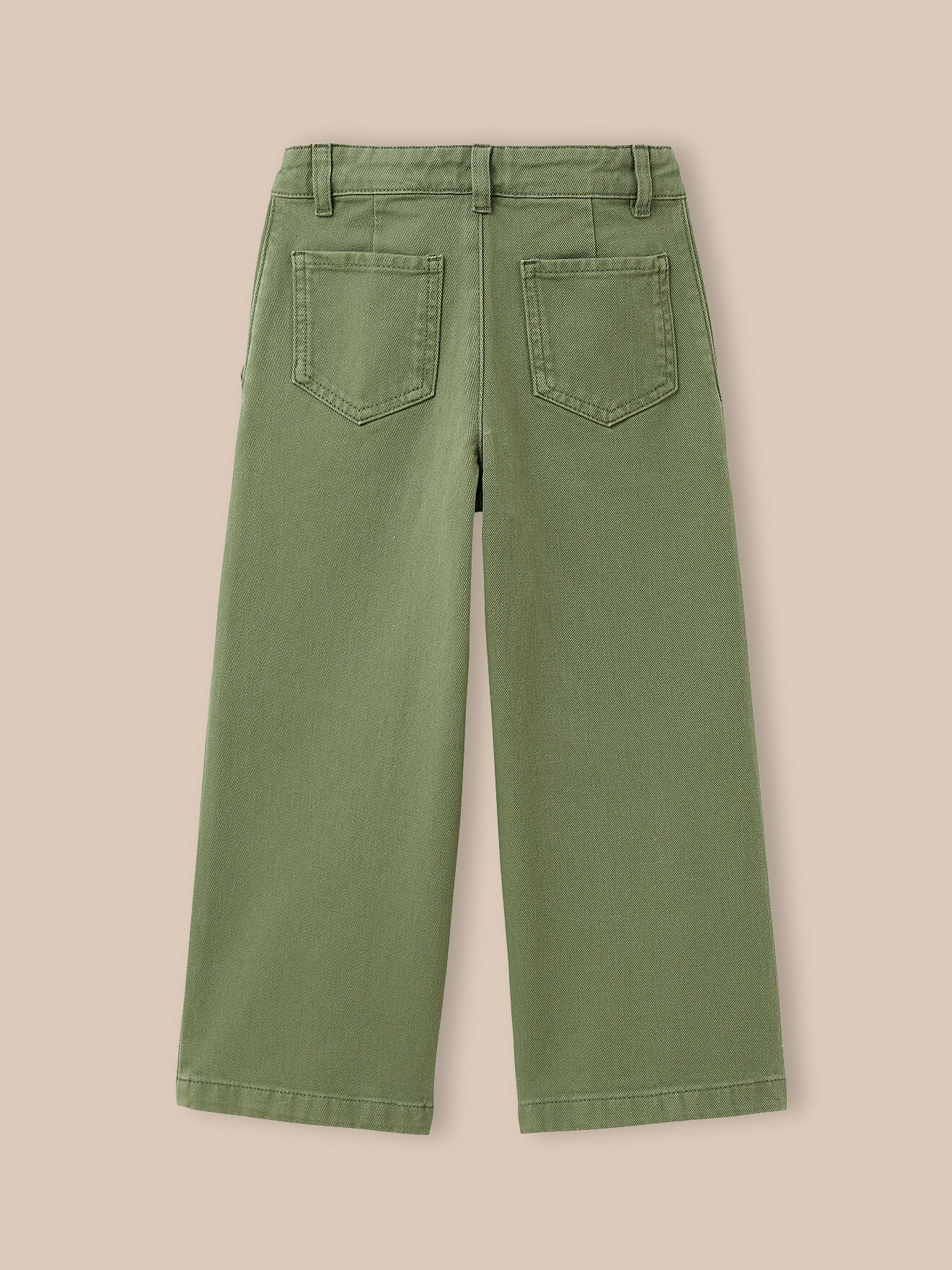 Wide leg twill pants CYRILLUS Green