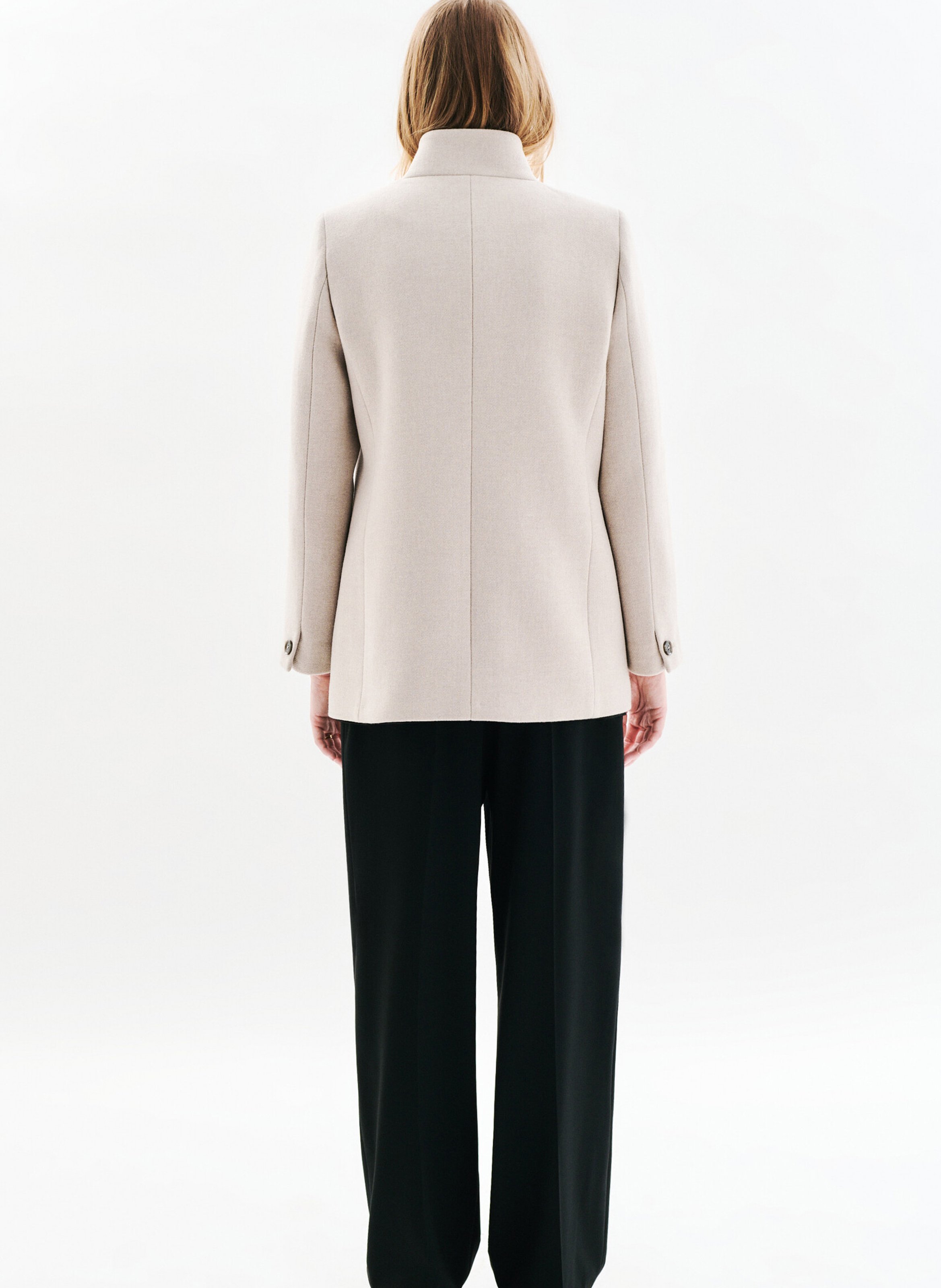 Manteau droit en laine recyclée mélangée CAROLL Gris