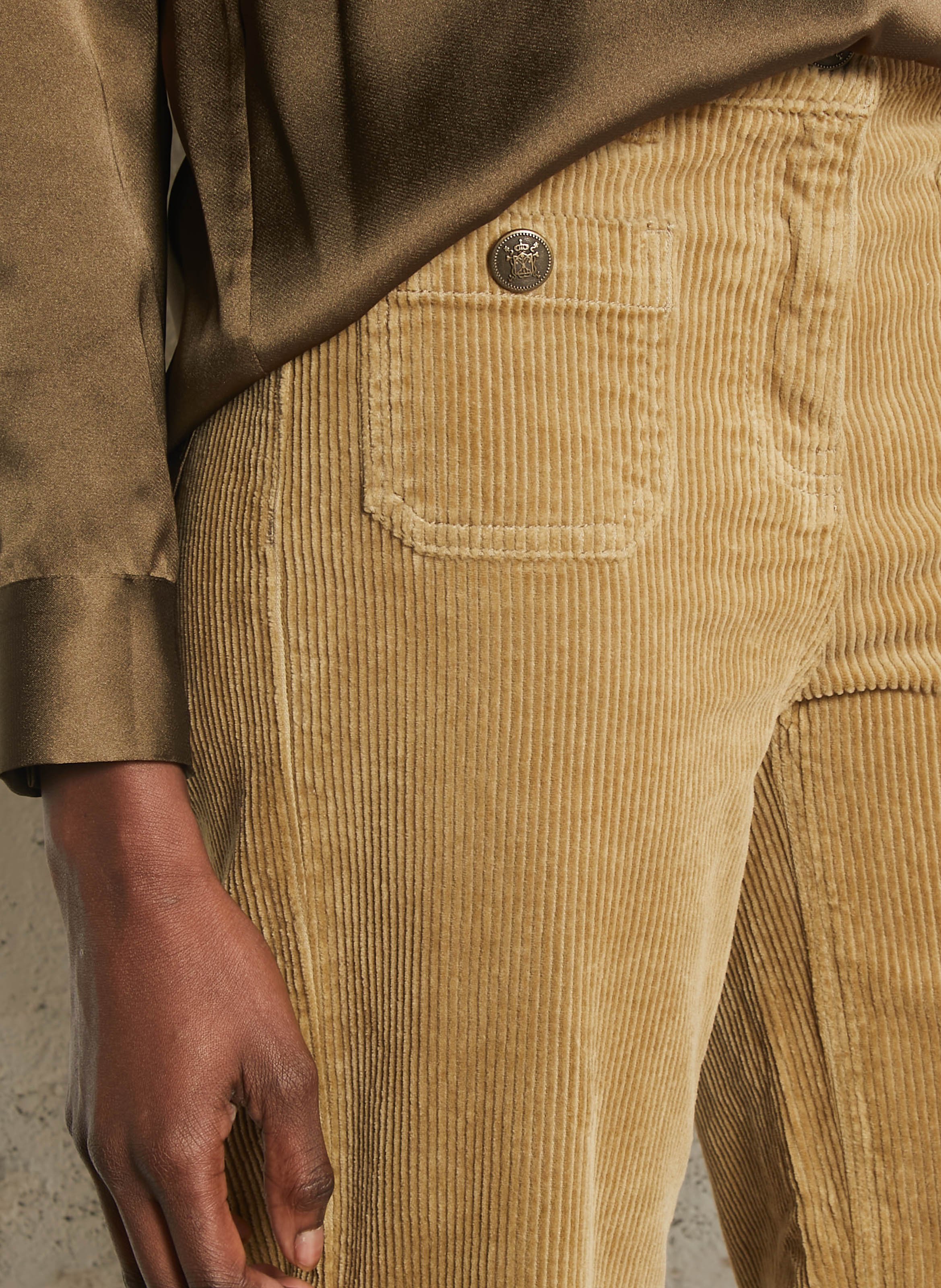 Broek met rechte pijpen van velours MAISON 123 Groen