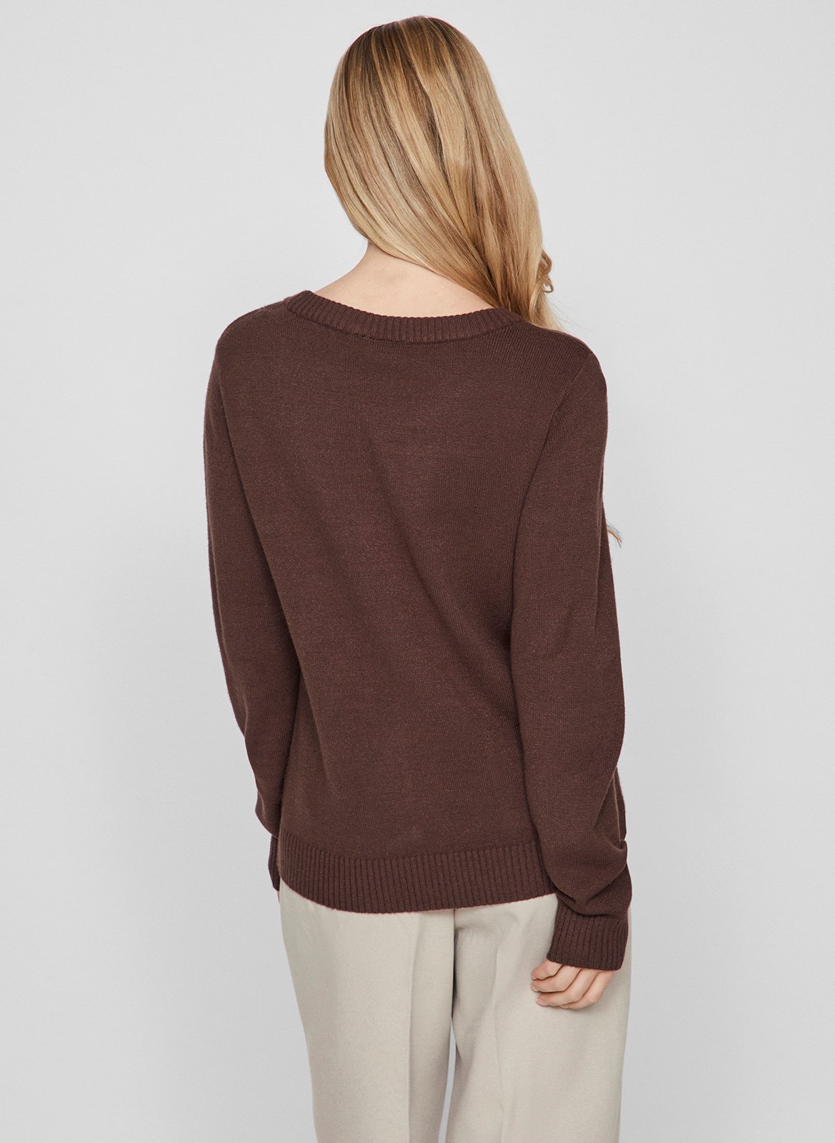 Pull col rond  VILA Marron
