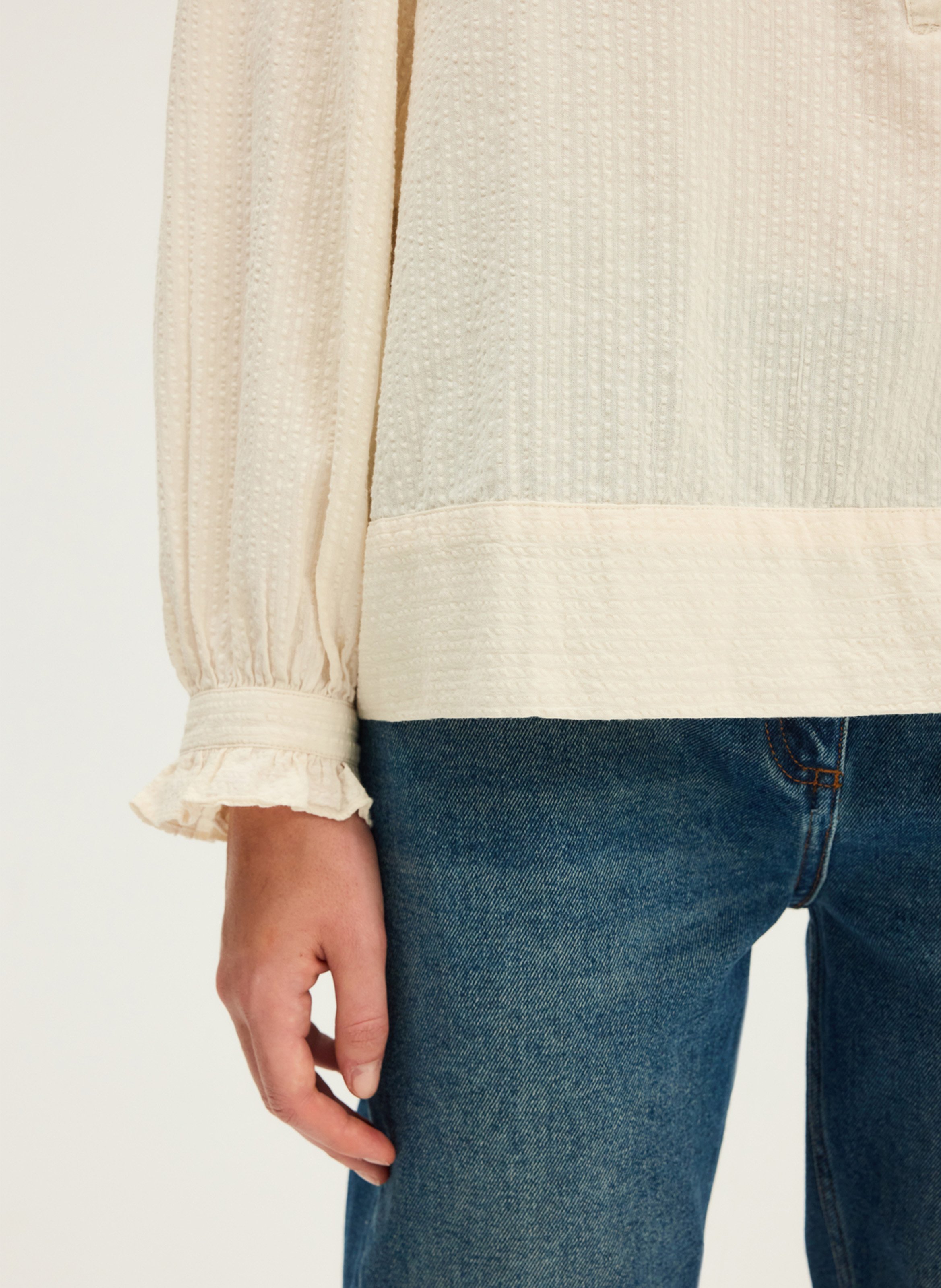 Blouse col rond en coton PABLO Beige