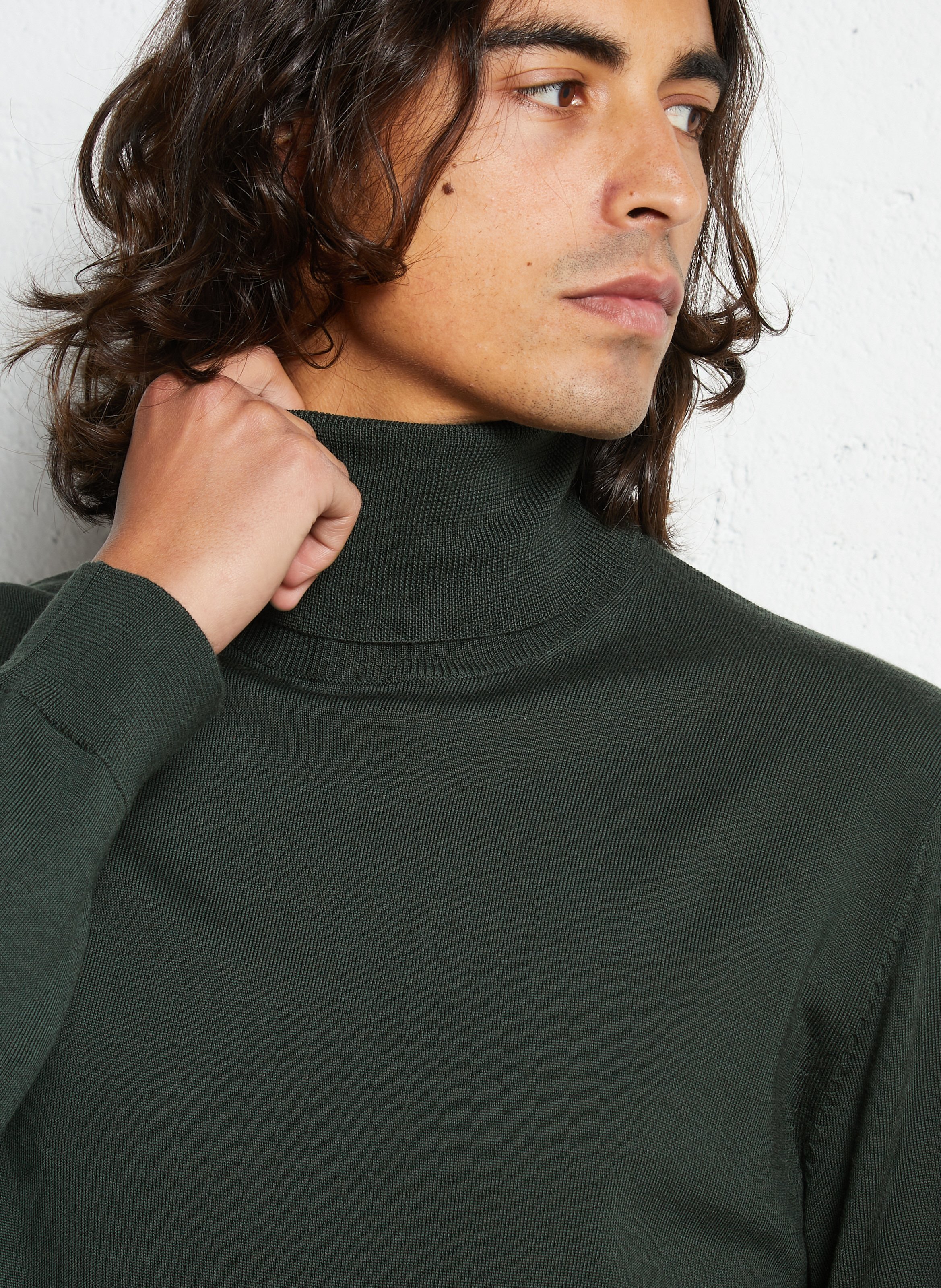 Straight merino wool turtleneck sweater AU PRINTEMPS PARIS Khaki
