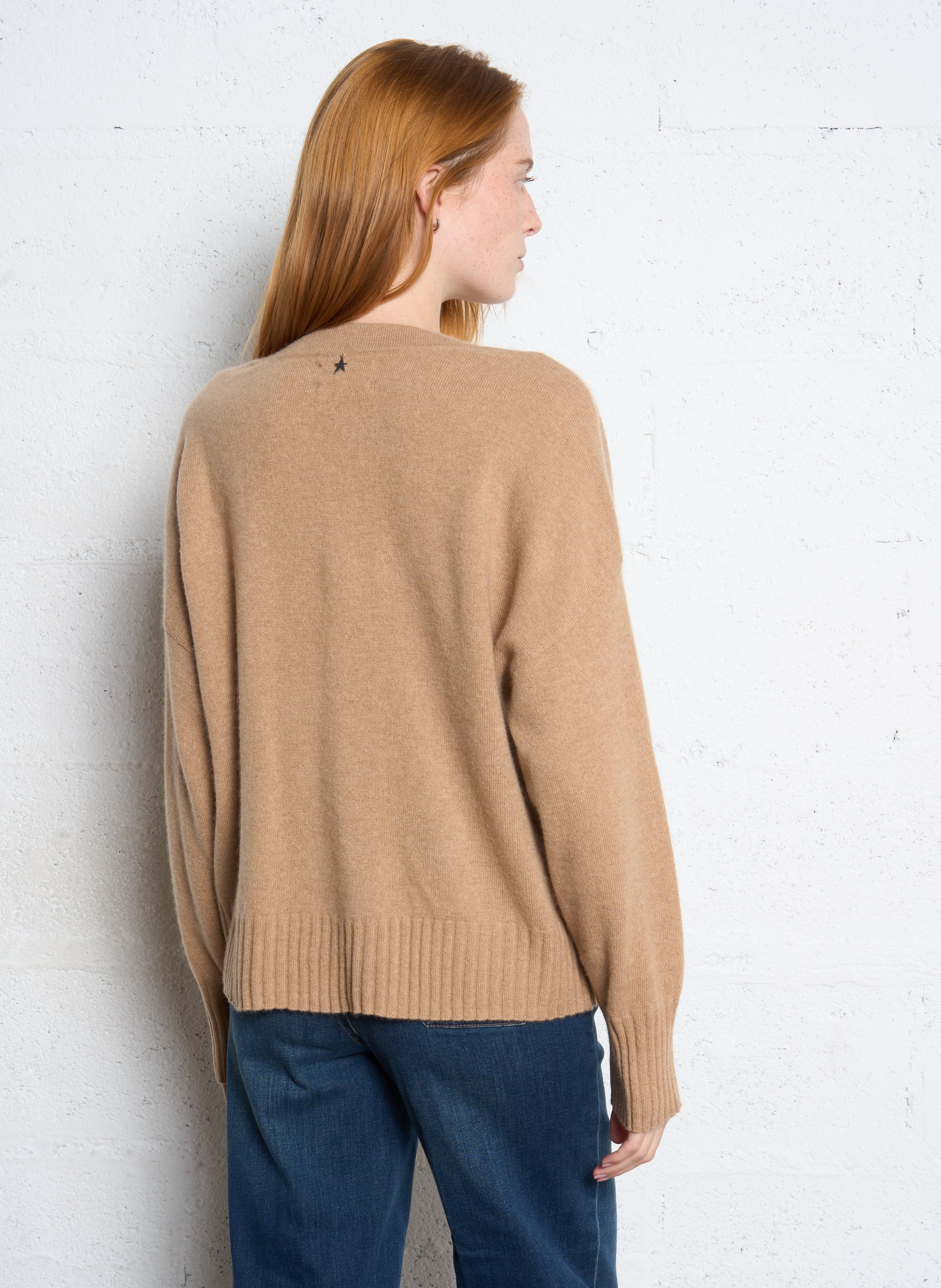 Fließendes Kaschmir-Weste mit V-Ausschnitt SUD EXPRESS Beige