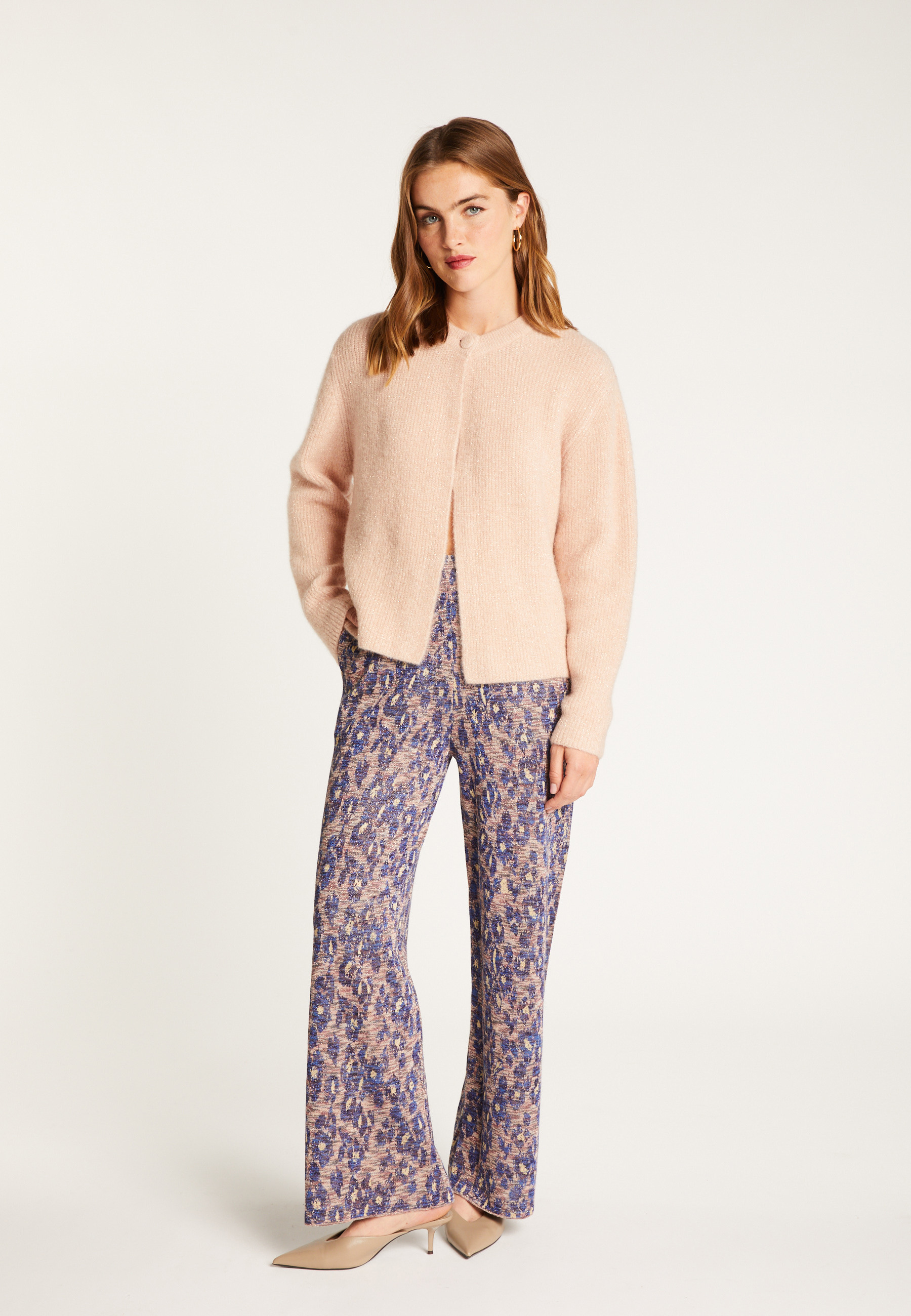 Collarless wool-blend cardigan MAISON MONTAGUT Pink
