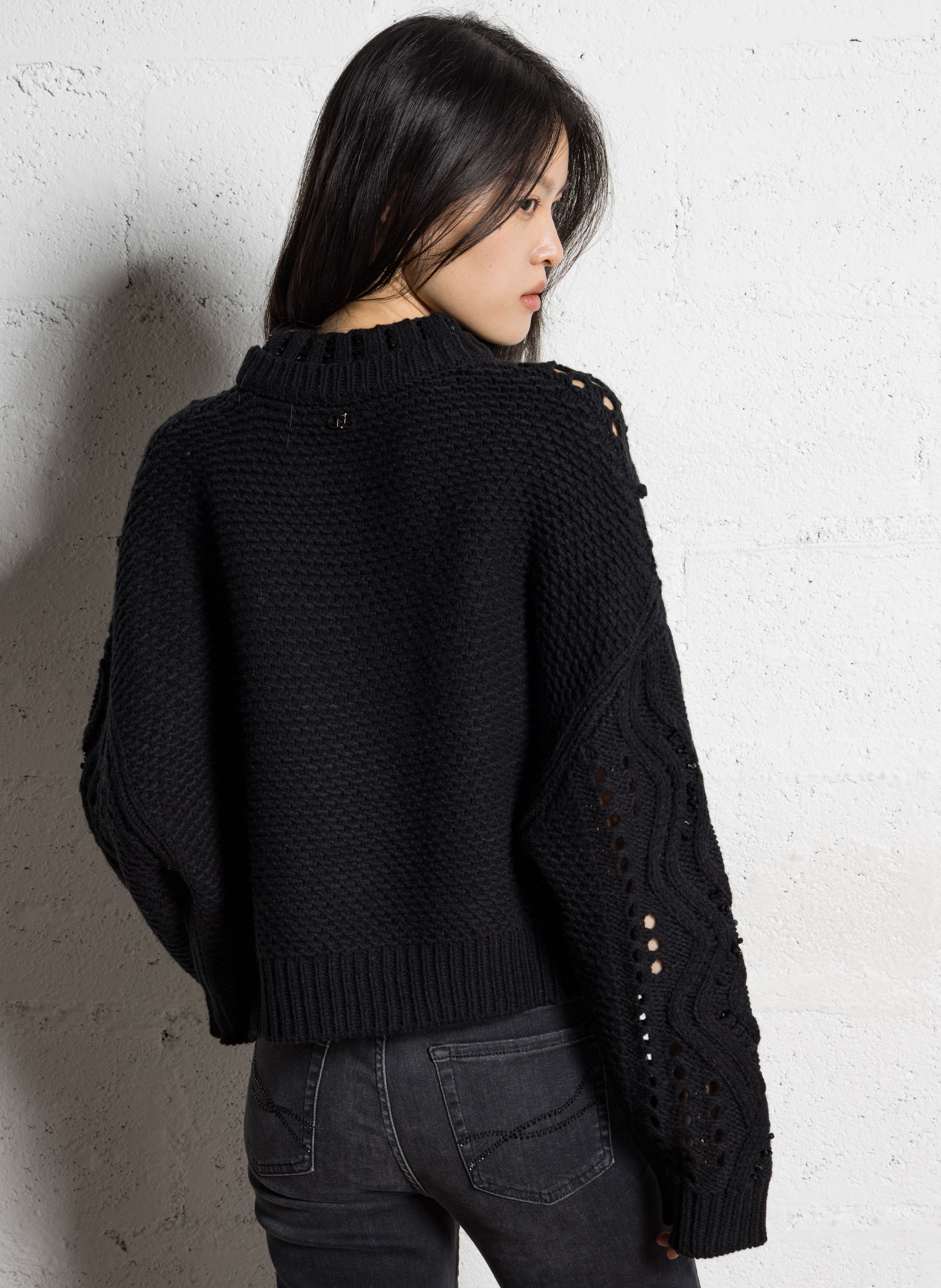 Pull oversize col rond LIU JO Noir