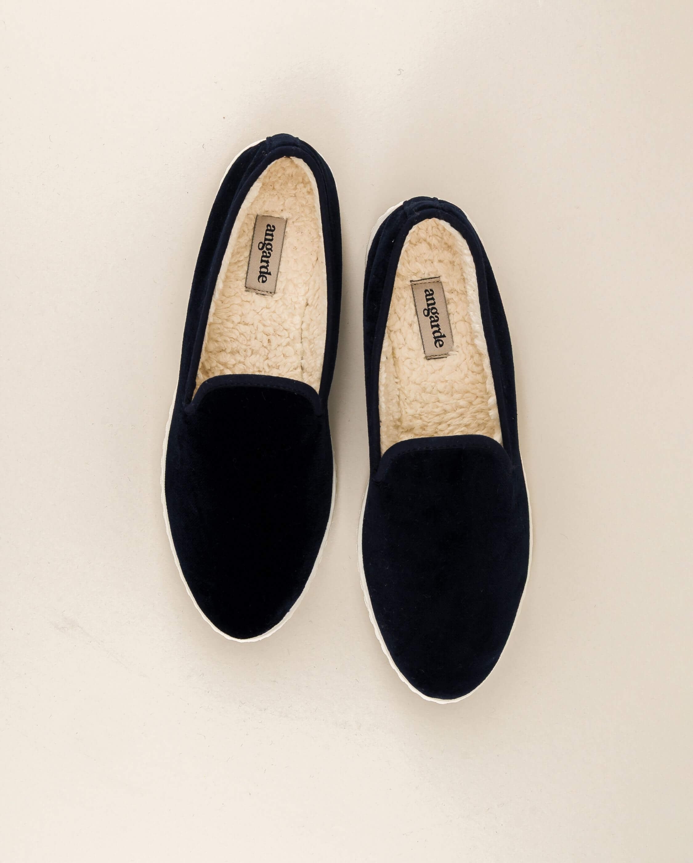 Chausson homme velours, marine ANGARDE Bleu