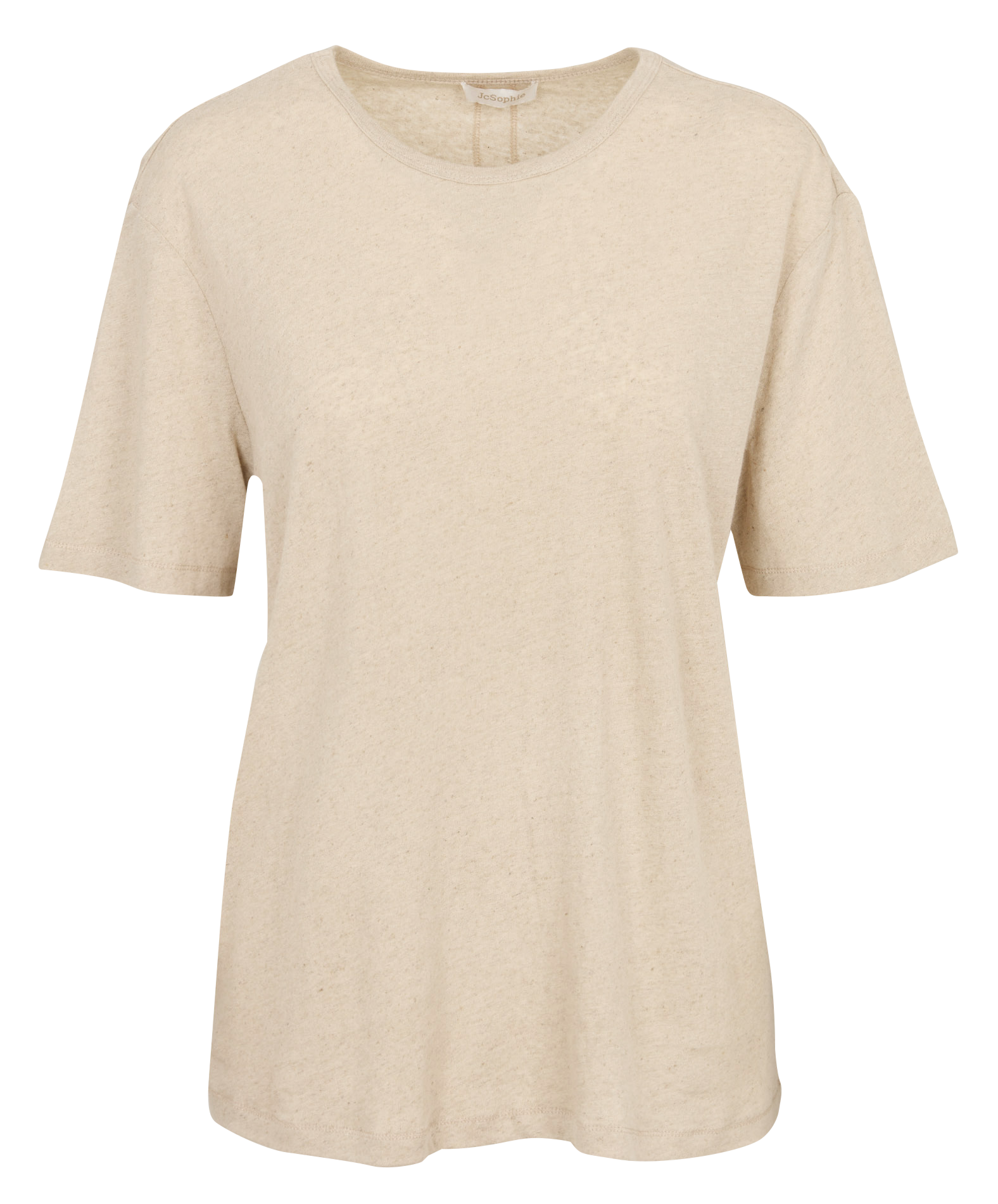 Tee-shirt droit col rond en lin et coton JC SOPHIE Beige