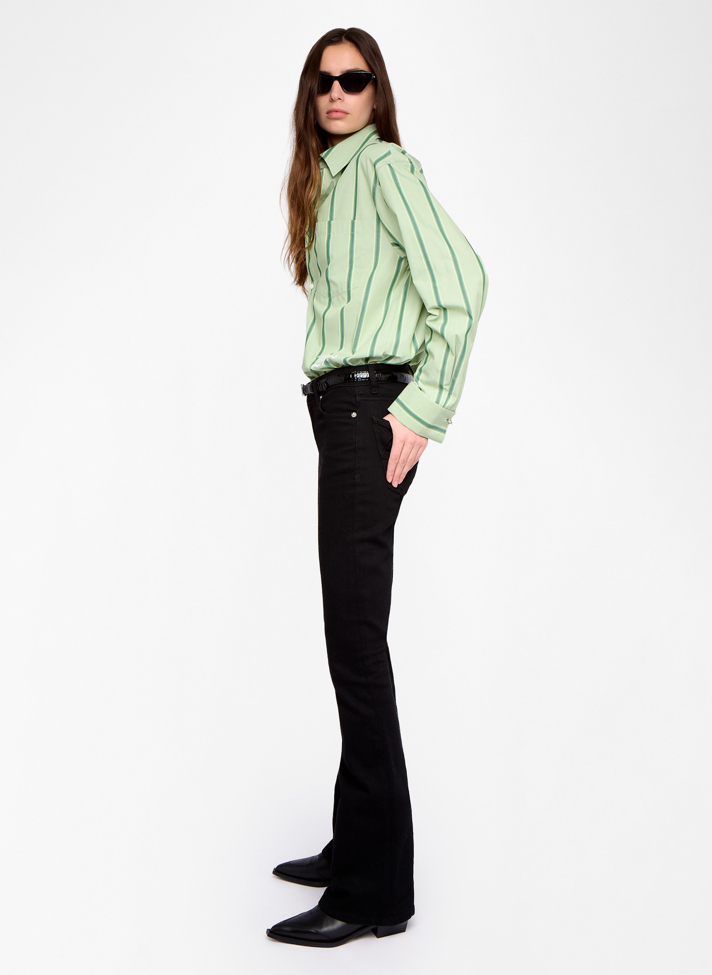 Oversized striped cotton shirt ZADIG&VOLTAIRE Green