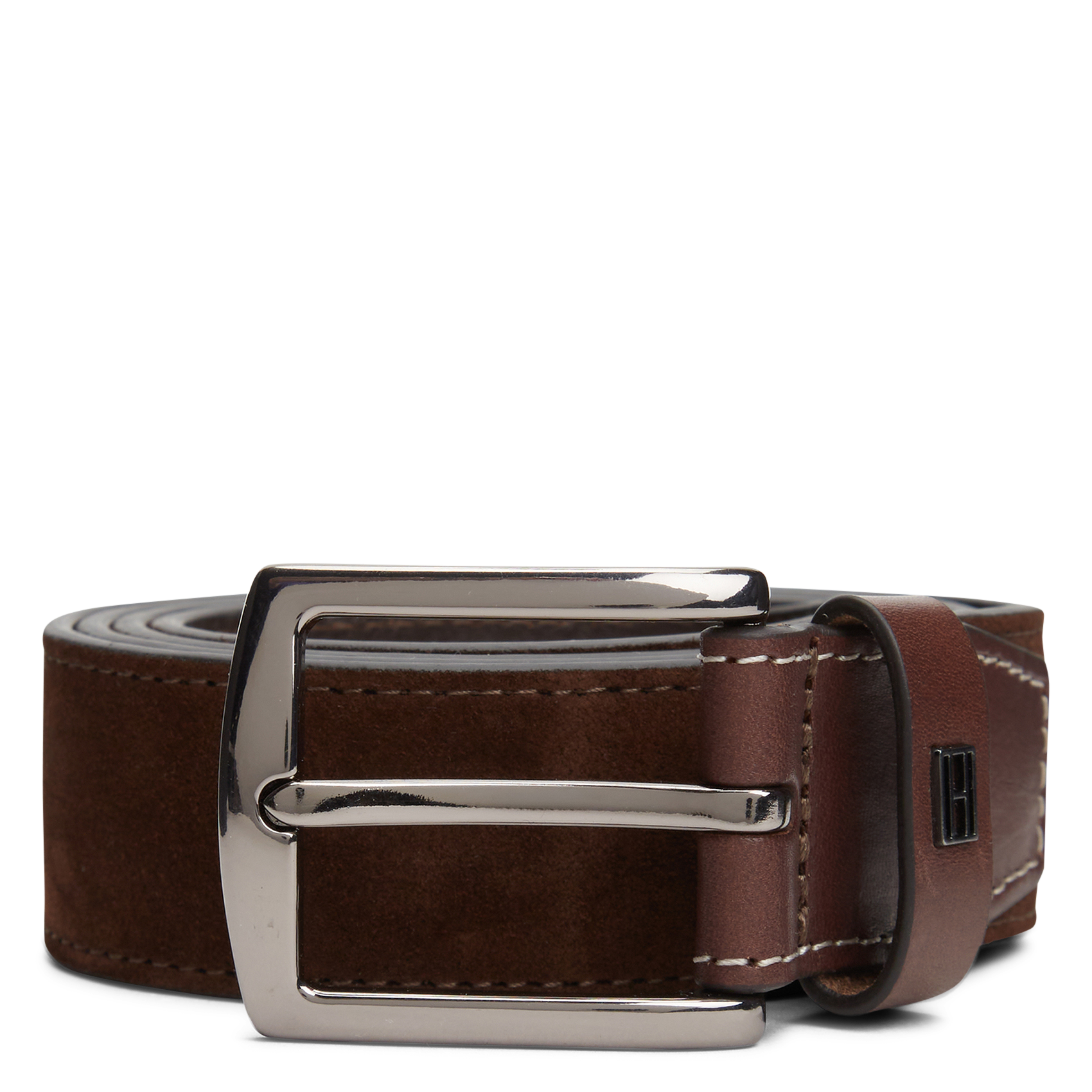 Plain suede leather belt TOMMY HILFIGER Brown