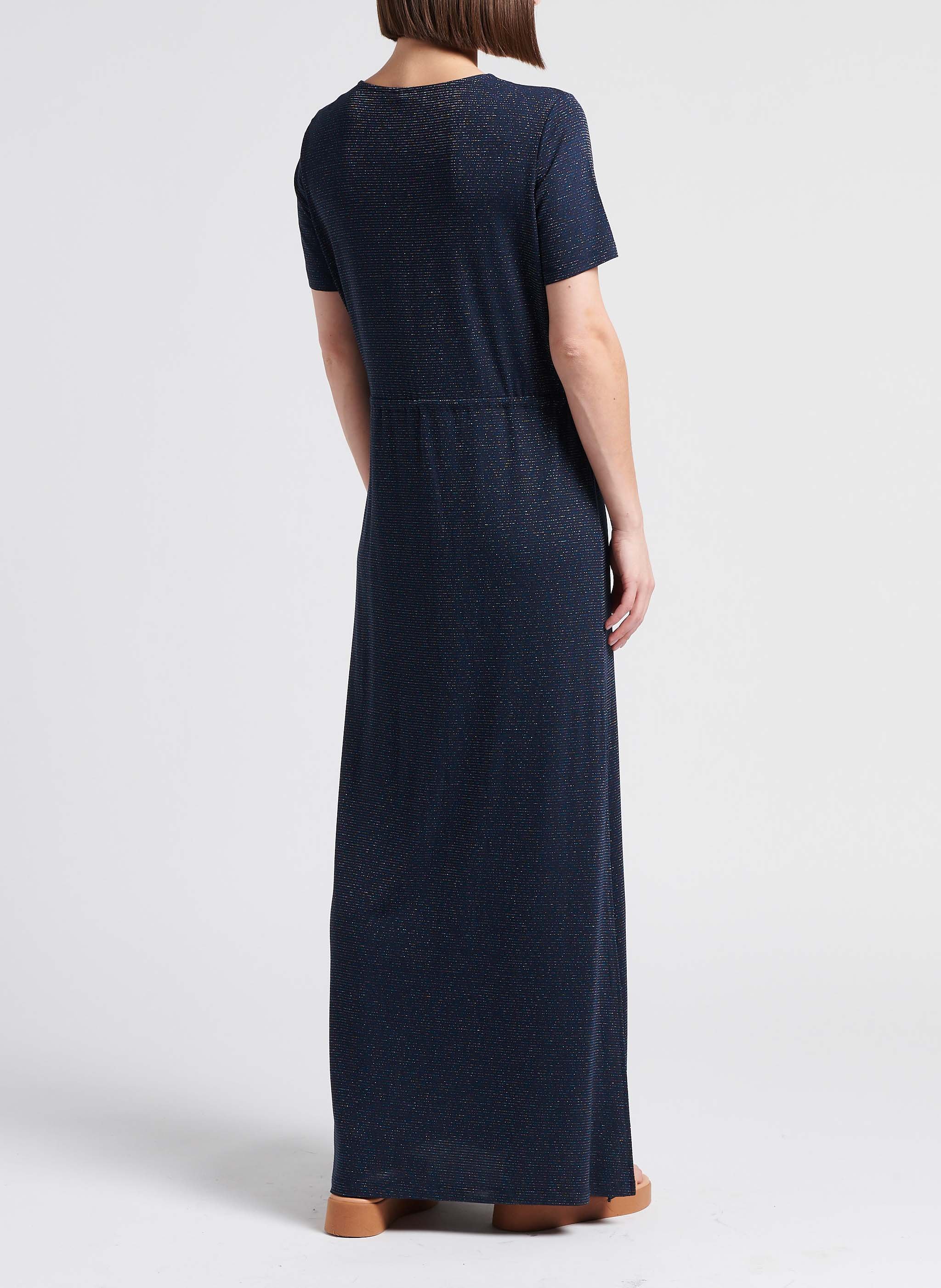 Robe longue stretch col rond  PIECES Bleu