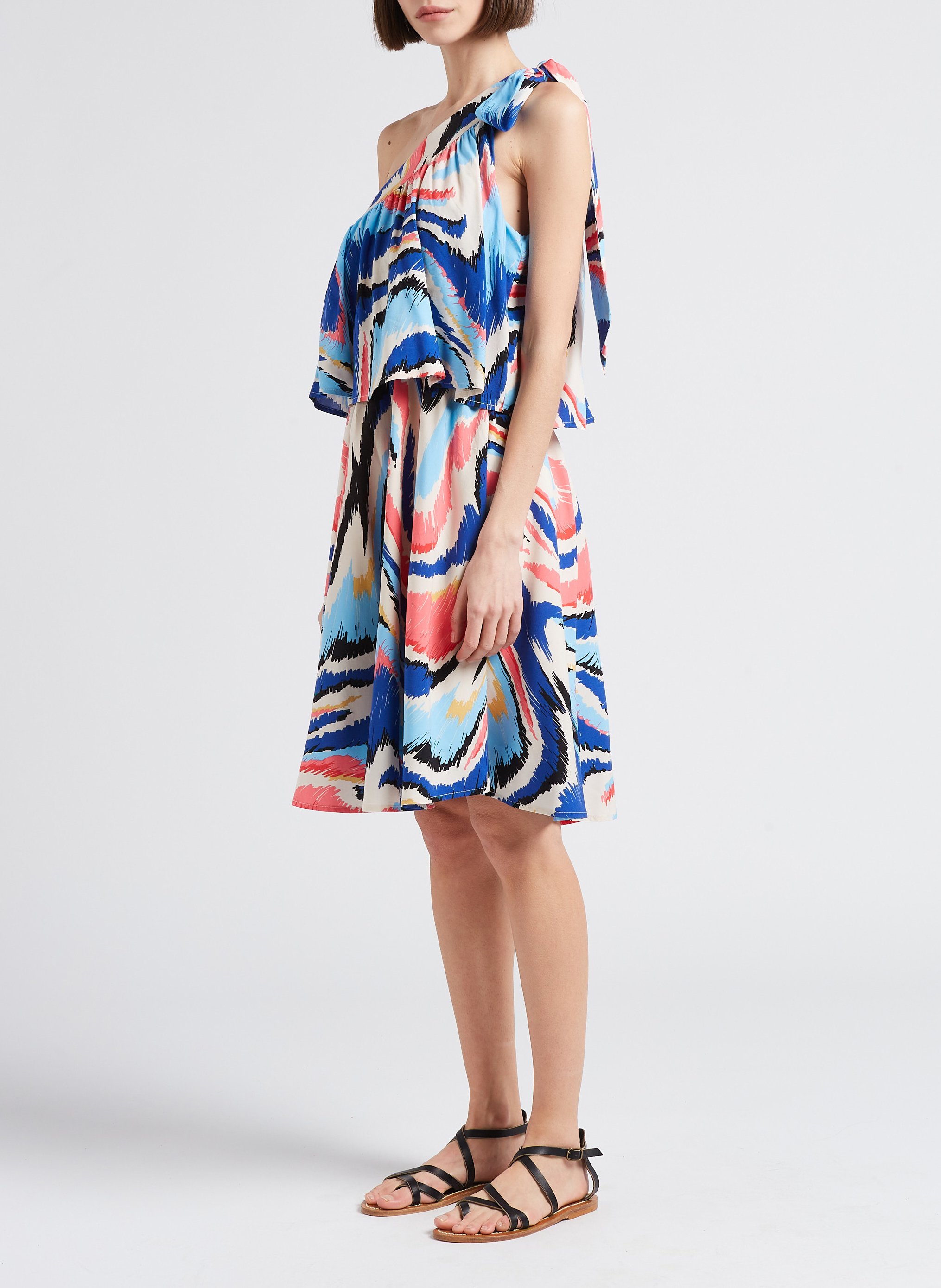 Korte, strapless jurk met print YAS Wit