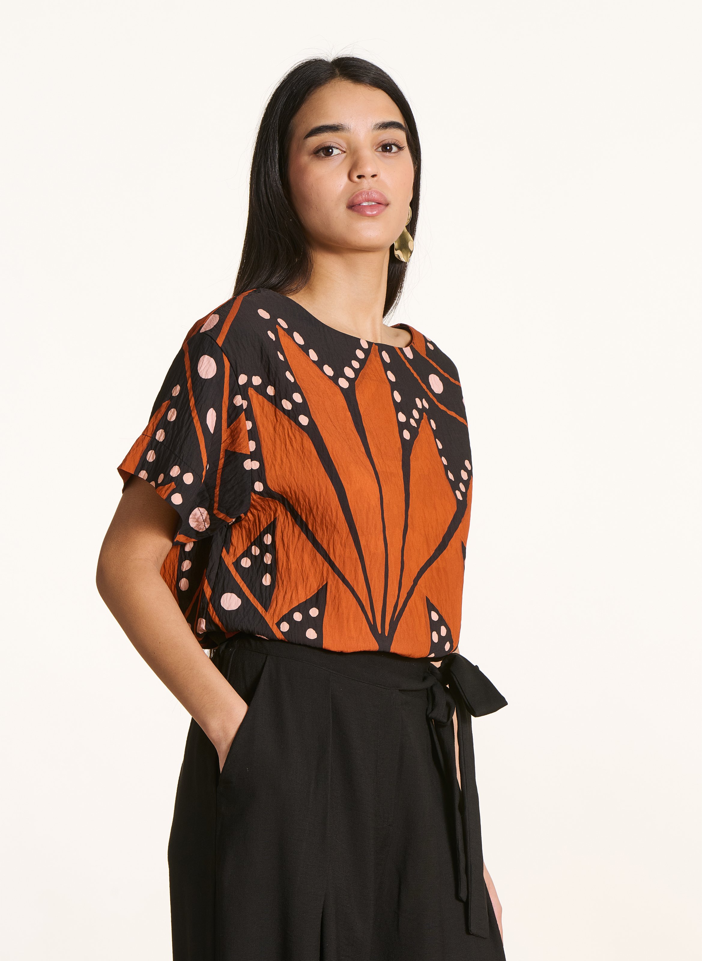 Top droit col bateauimprimé LA FEE MARABOUTEE Multicolore