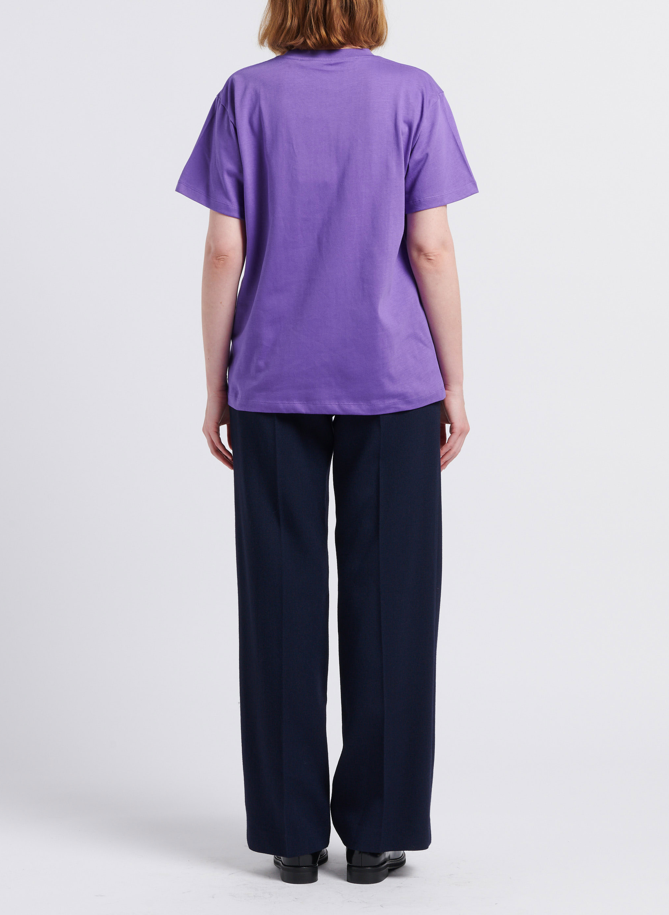 Pantalon large en laine vierge mélangée MARGAUX LONNBERG Bleu