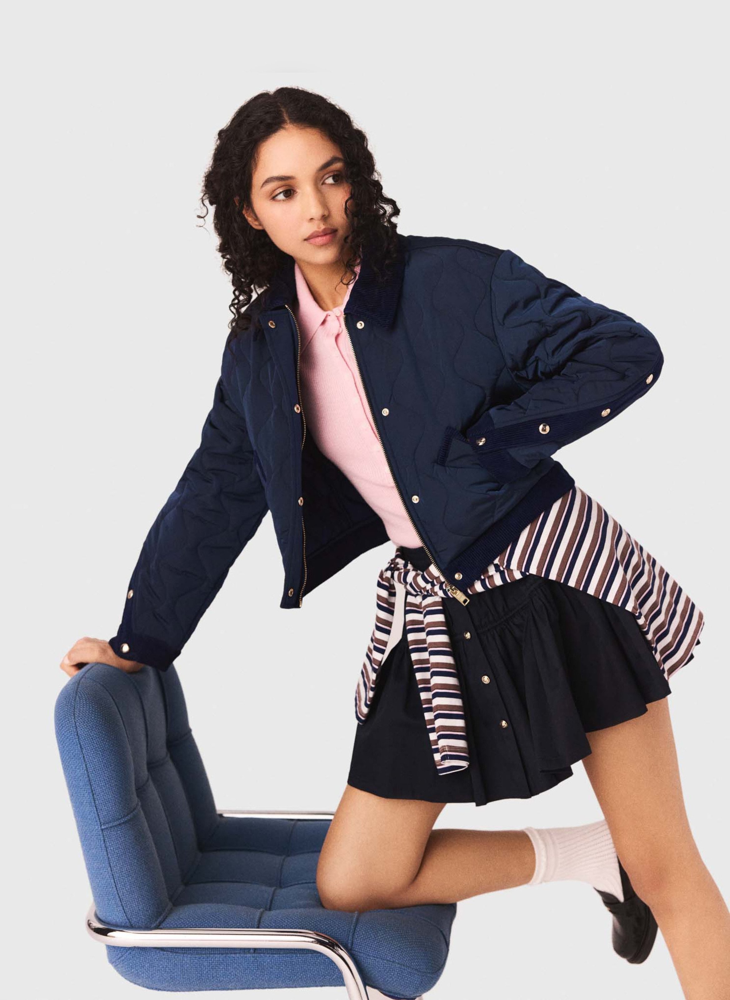 Gewatteerd jack met fluwelen details MAJE Blauw